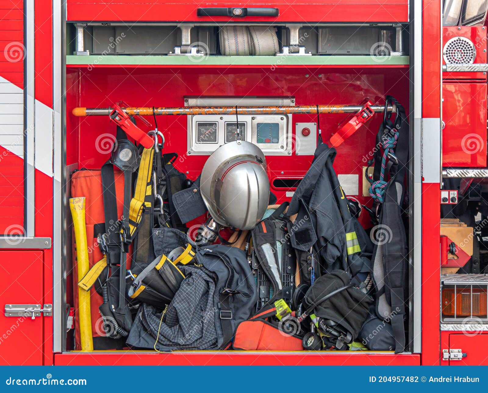 Rescue Equipment, Tool in the Fire-fighting Truck. Stock Photo - Image of  fireman, equipment: 204957482