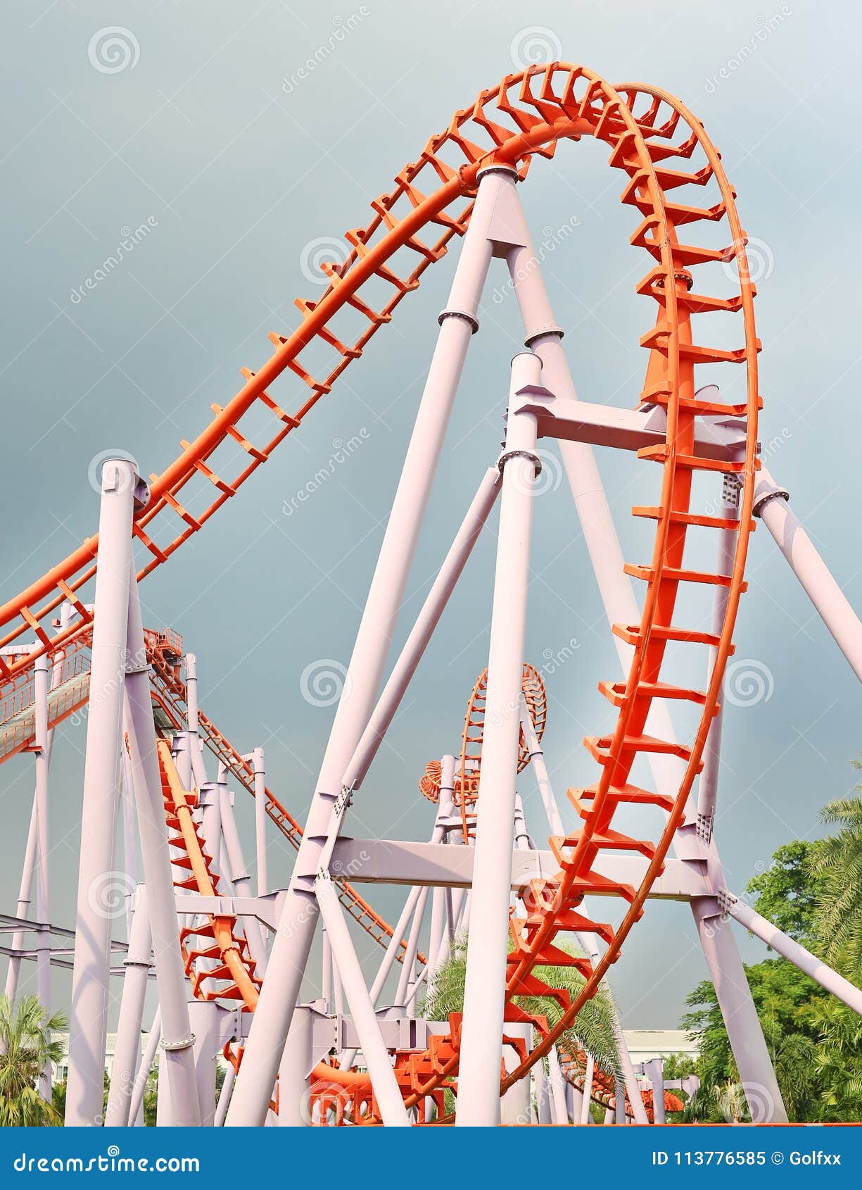 Image of Roller Coaster in Amusement Park Stock Image - Image of blue ...