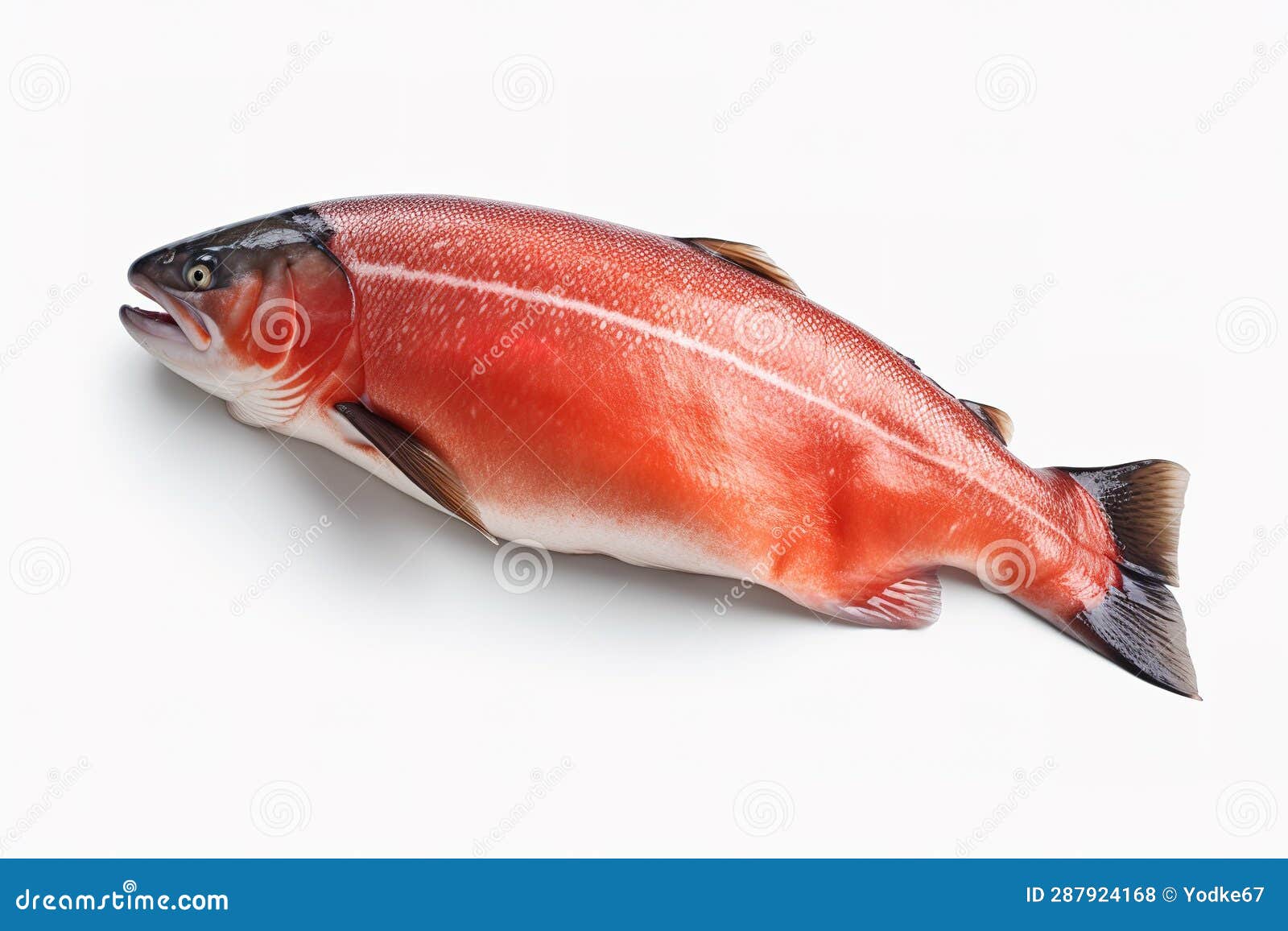 Image of Salmon on White Background. Fish. Underwater Animals Stock