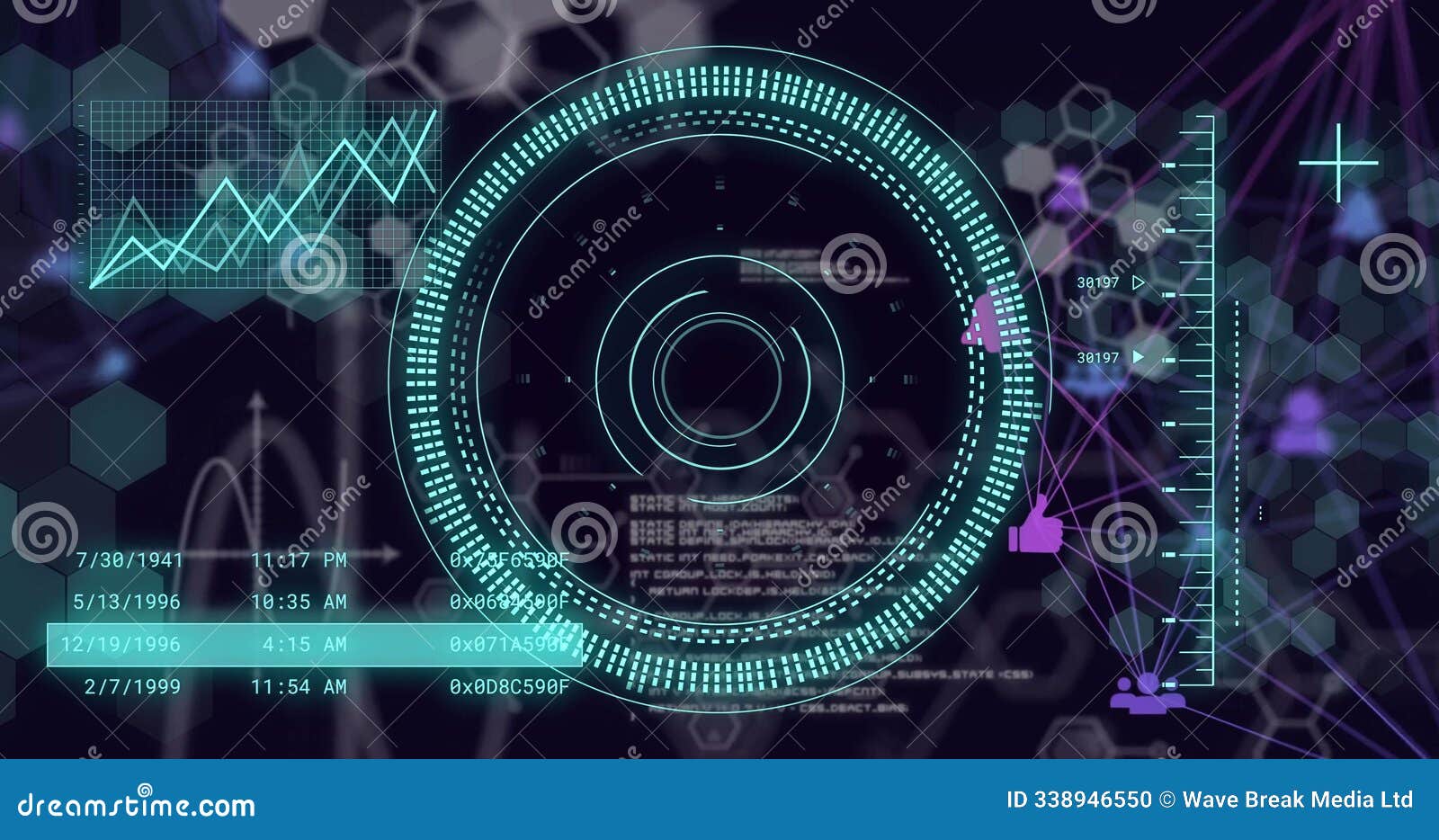 image of scientific data processing over dark background