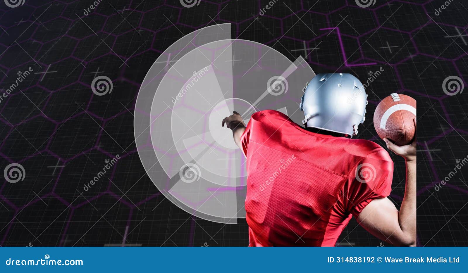 image of scope scanning and data processing over american football player