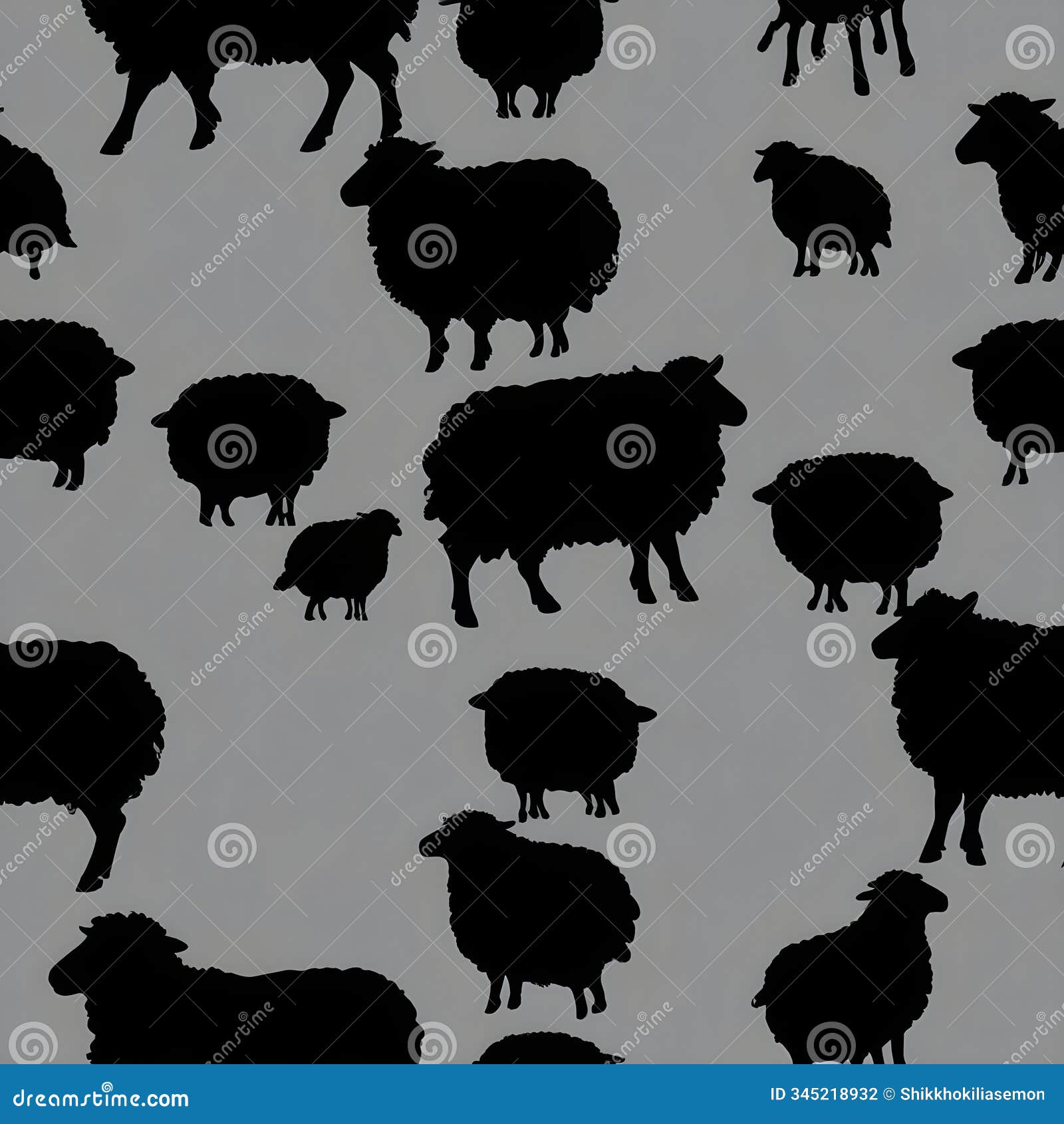 silhouettes of sheep in motion. minimalist sheep pattern on gray. dynamic sheep  in black and gray.
