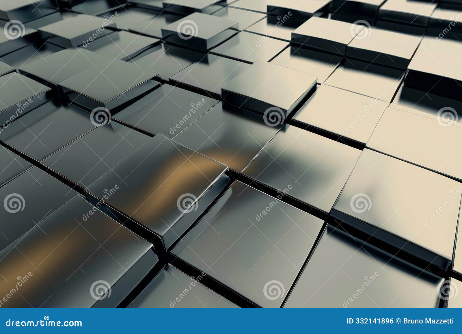 abstract shiny metal tiles creating a futuristic and sleek surface.