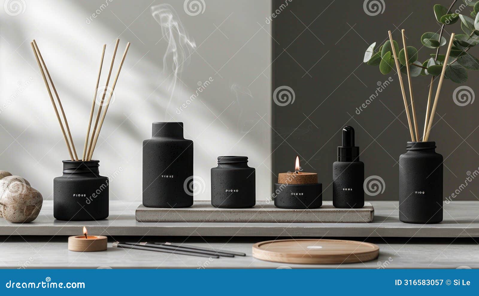 aesthetic collection of incense sticks and diffusers for branding mockup