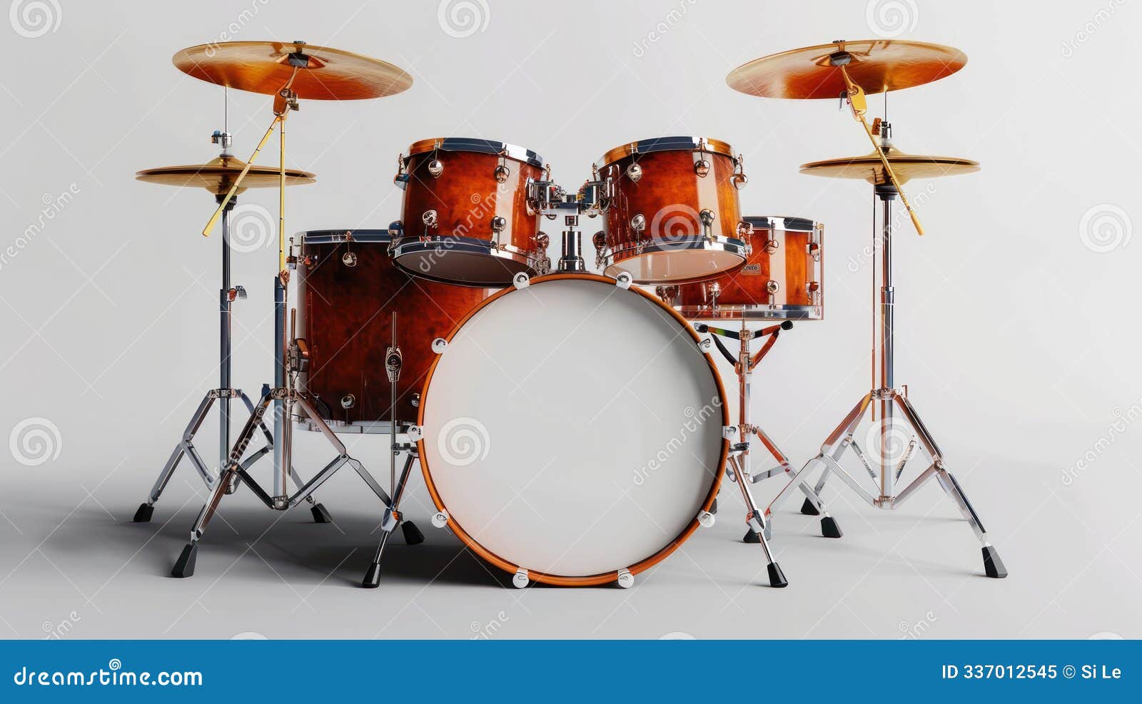 pure percussion: realistic drum set on white background