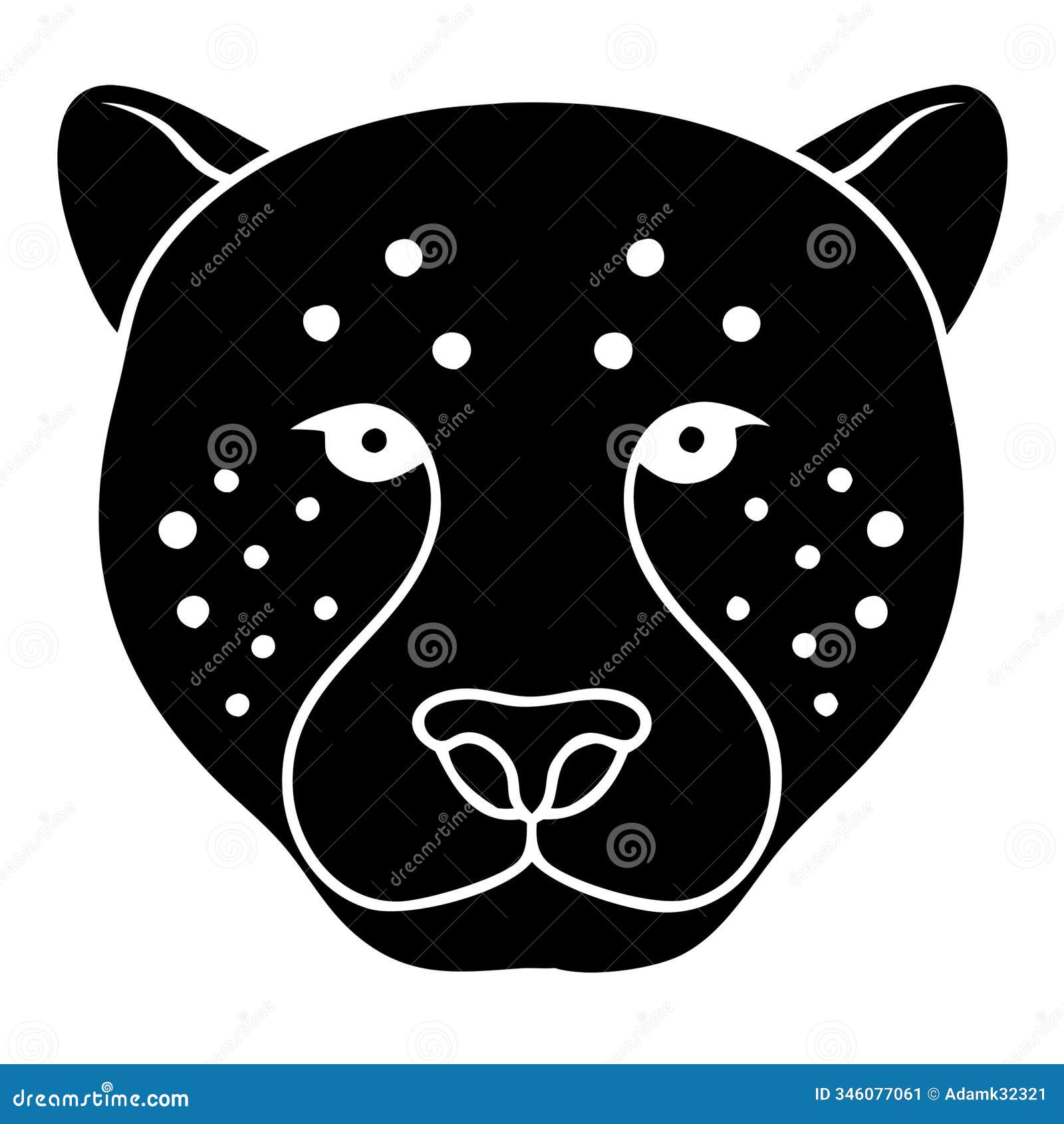 black panther face  art with dotted pattern for graphic 