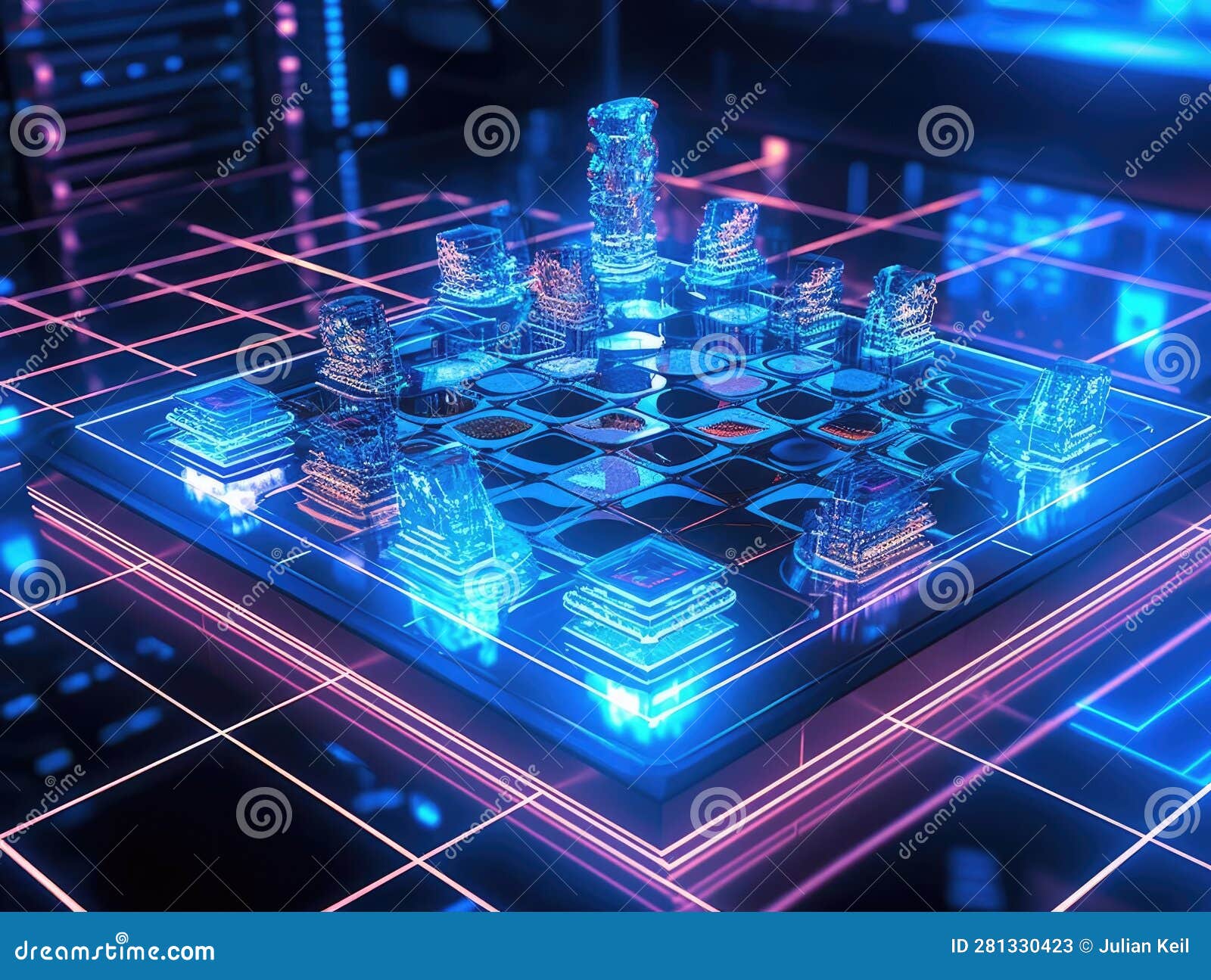 Futuristic Cyber Chess Holographic Pieces AI Stock Illustration -  Illustration of capabilities, board: 281330419