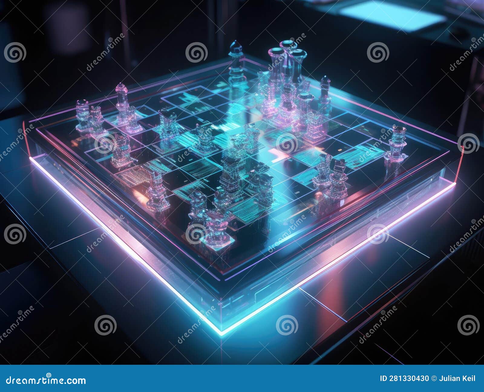 Futuristic Cyber Chess Holographic Pieces AI Stock Illustration -  Illustration of capabilities, board: 281330419