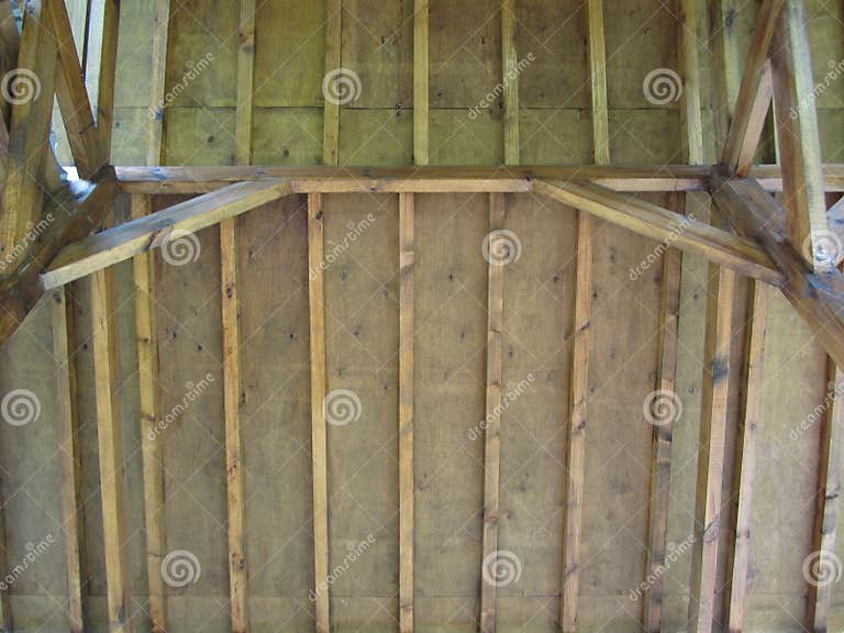 Image Shows an Aged Wooden Roof Structure, with a Horizontal Ceiling of ...
