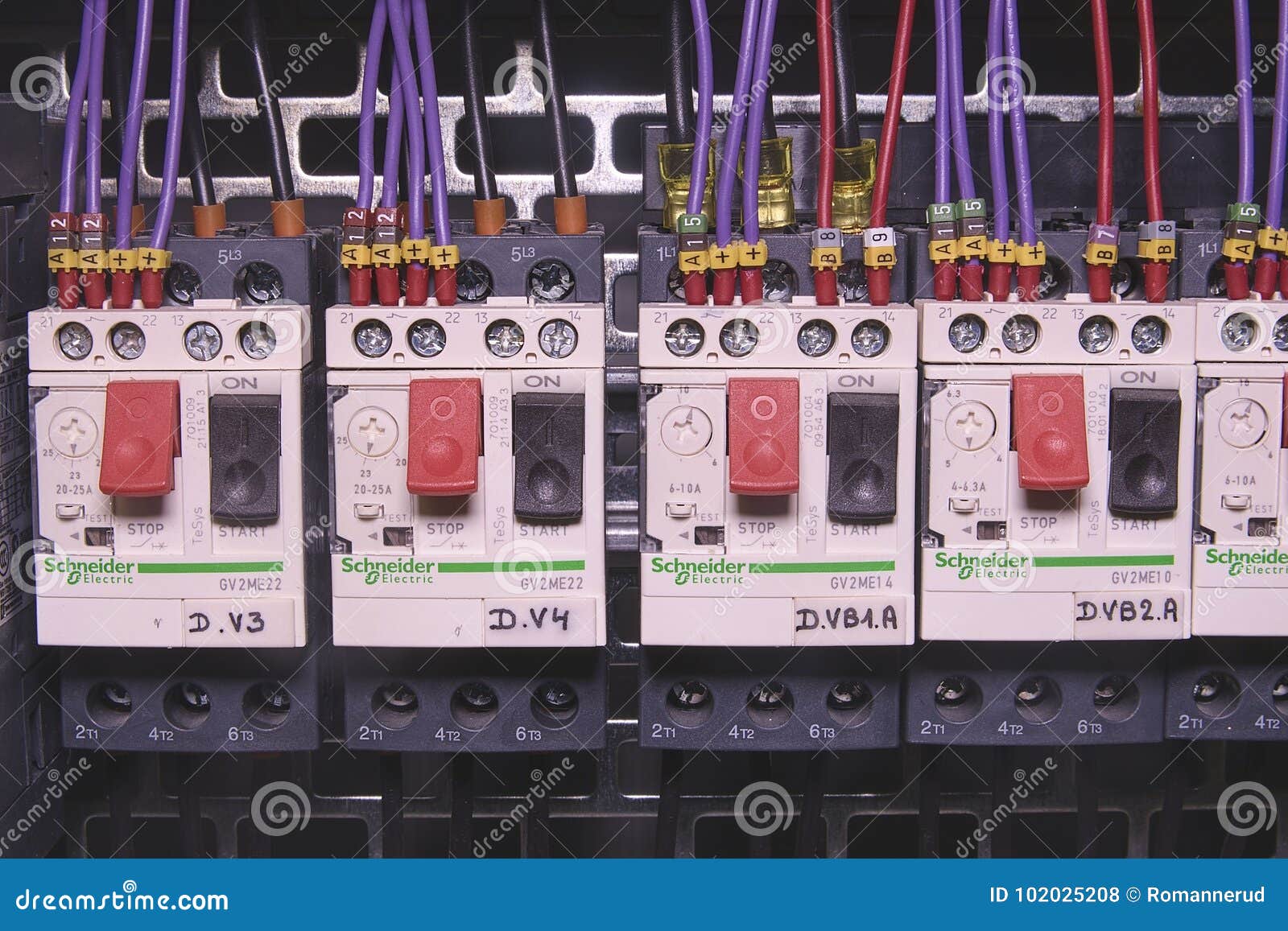 Image Shows Control Cubicle. Schneider Electric Device and Schneider