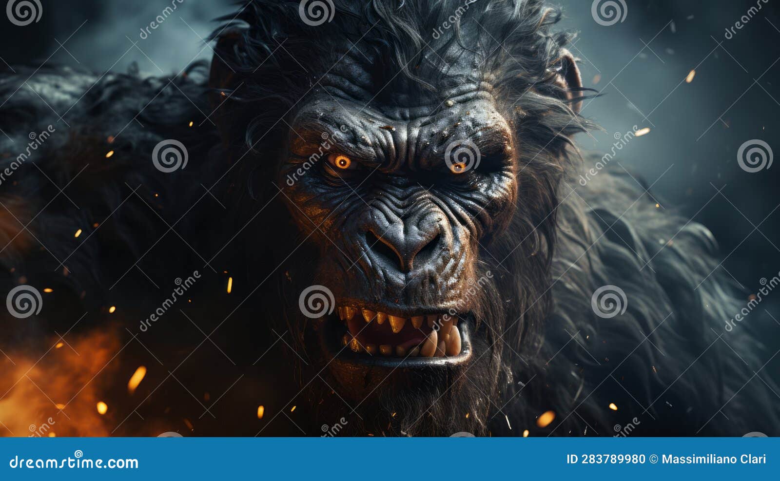 The Image Shows a Fierce-looking Gorilla in Front of an Intense ...