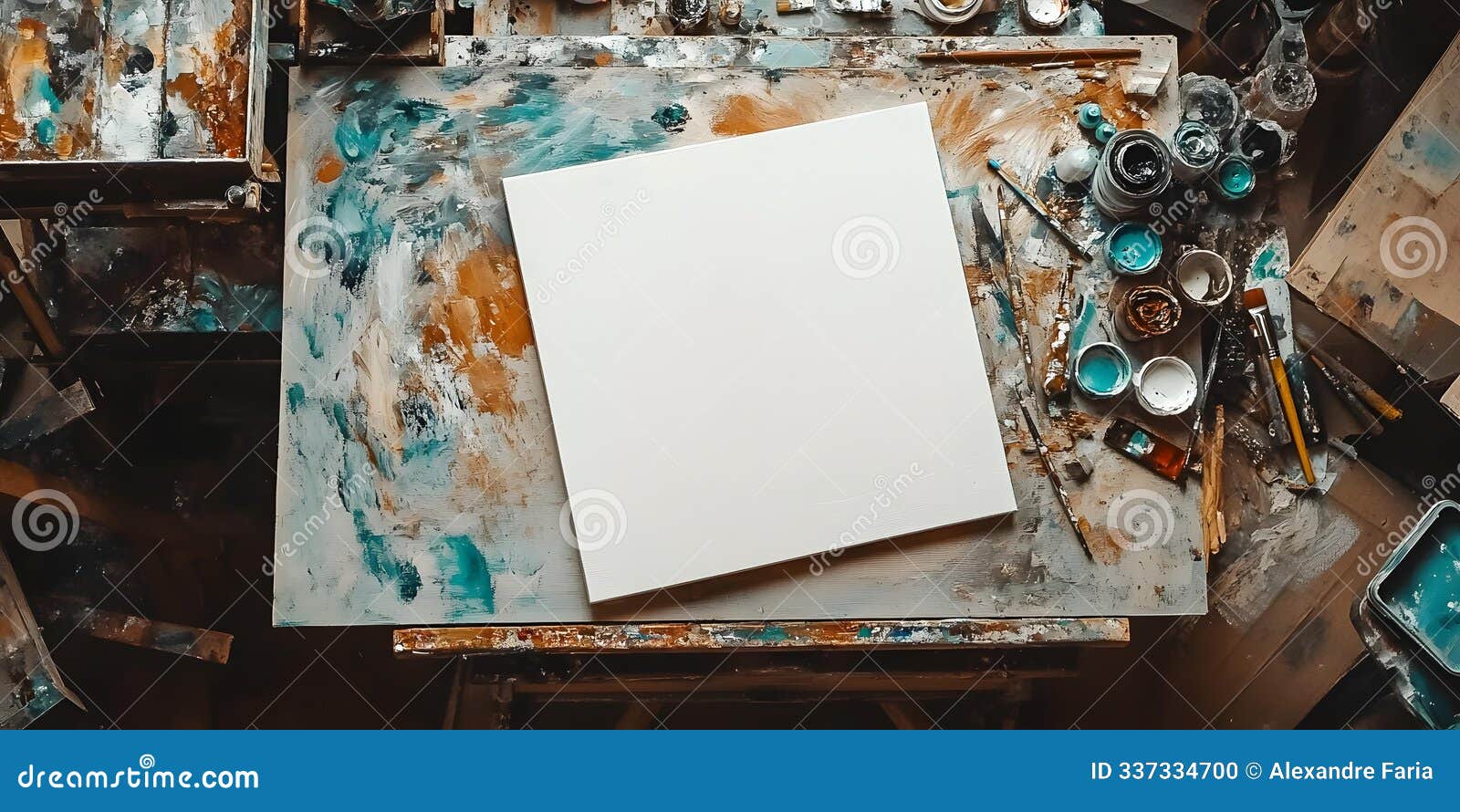 artist's workspace ready for creation