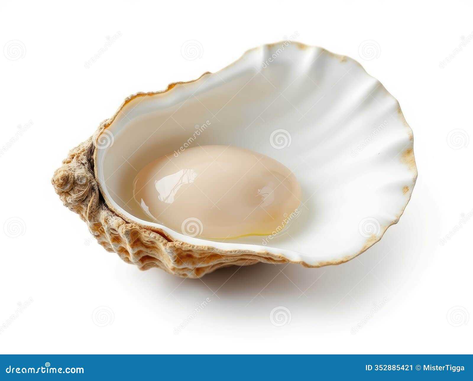 Image Shows a Single Opened Oyster Shell with a Creamy White Pearl Inside  the Shell Has Ridged Edges and a Textured Stock Image - Image of subject,  design: 352885421