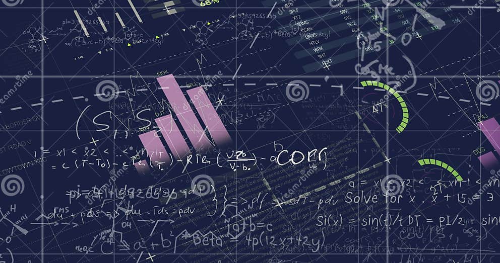 Image of Statistical Data Processing and Mathematical Equations Against ...