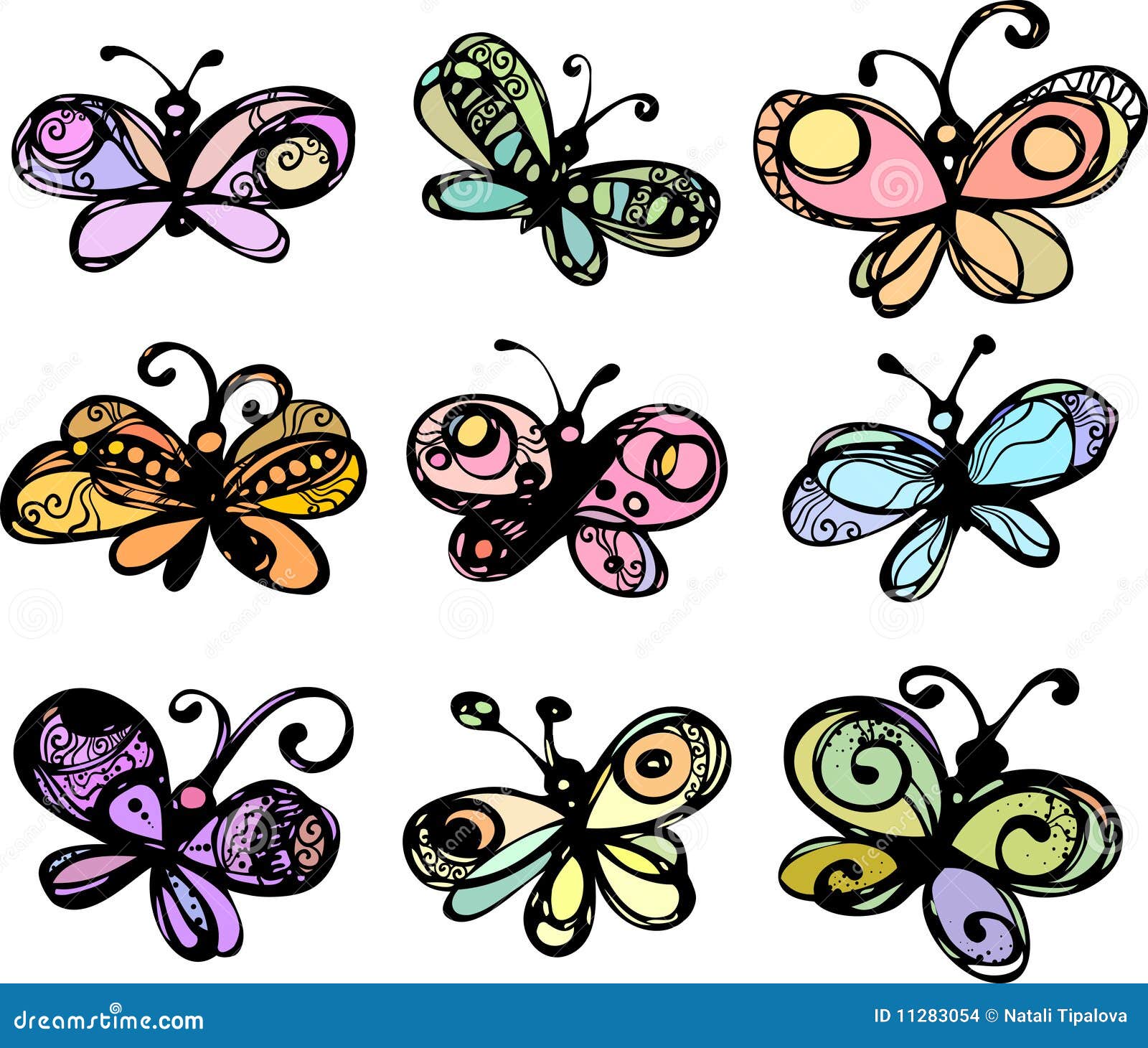 The Image Of The Stylised Butterflies Stock Vector Illustration Of Ornamental Beautiful 11283054
