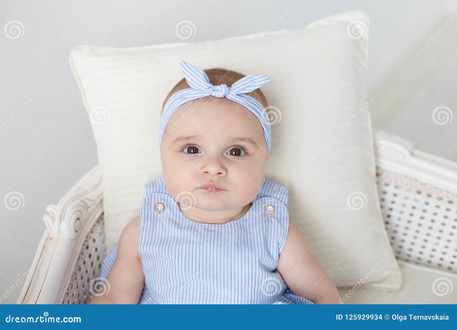 Image of Sweet Baby Girl in a Wreath, Closeup Portrait of Cute 6 ...