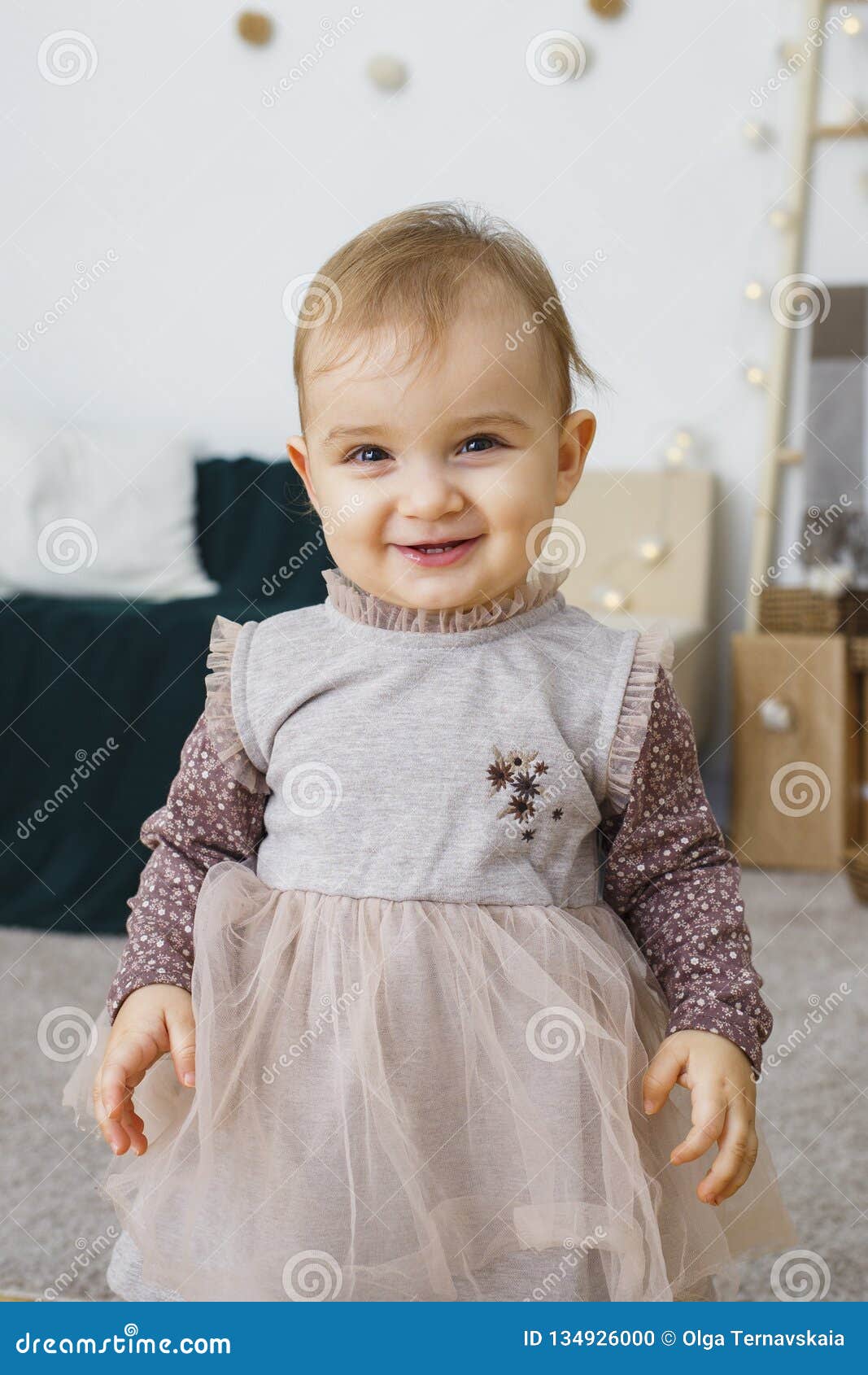 Image of Sweet and Cute Baby Girl in Dress, Portrait of Beautiful ...