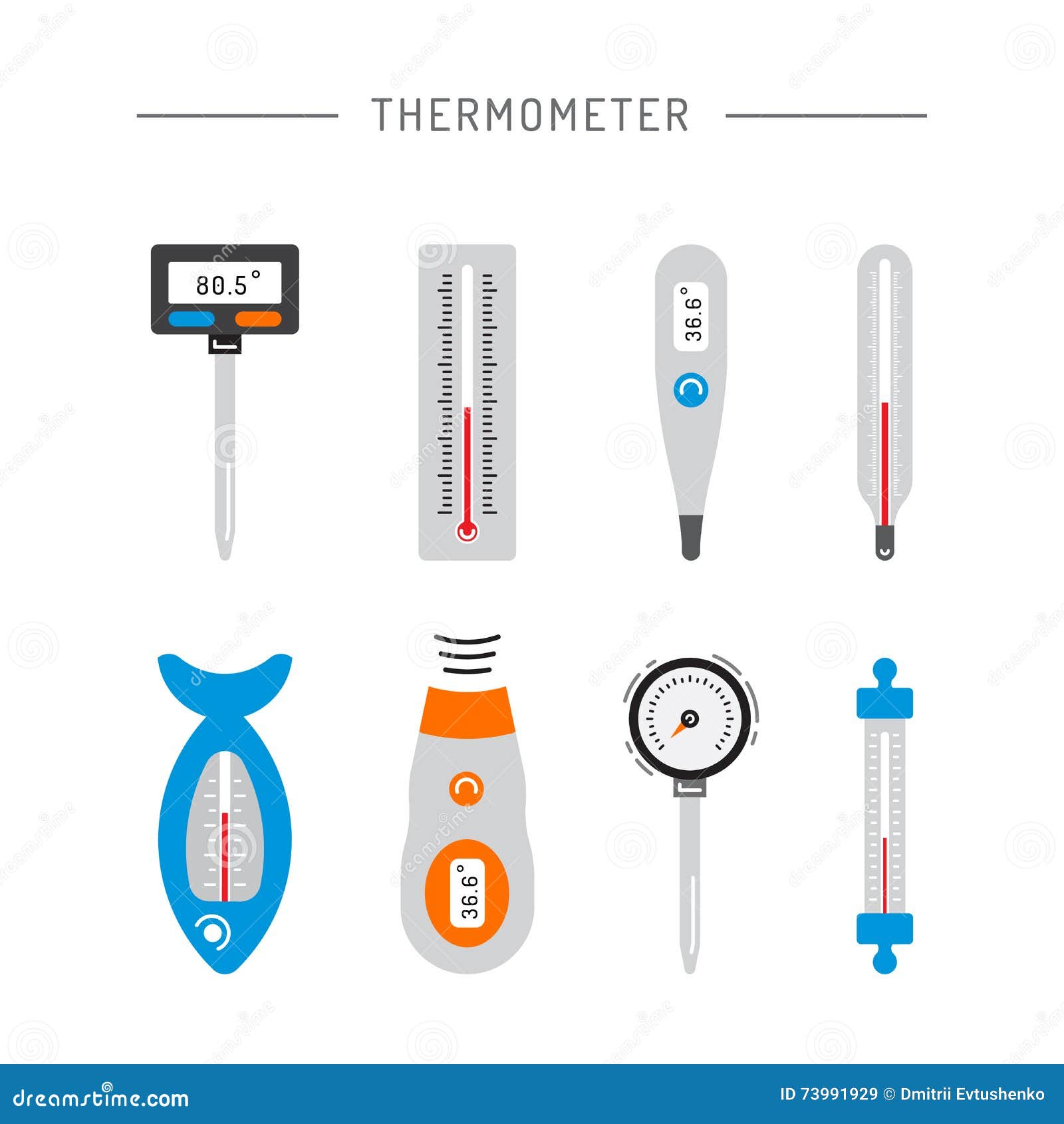 Premium Vector  Various types of thermometer tools for measuring body  temperature