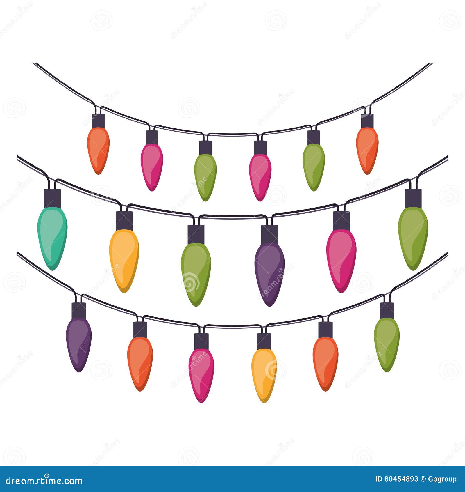 Image Three Extension Cord Lights Christmas Stock Vector Illustration