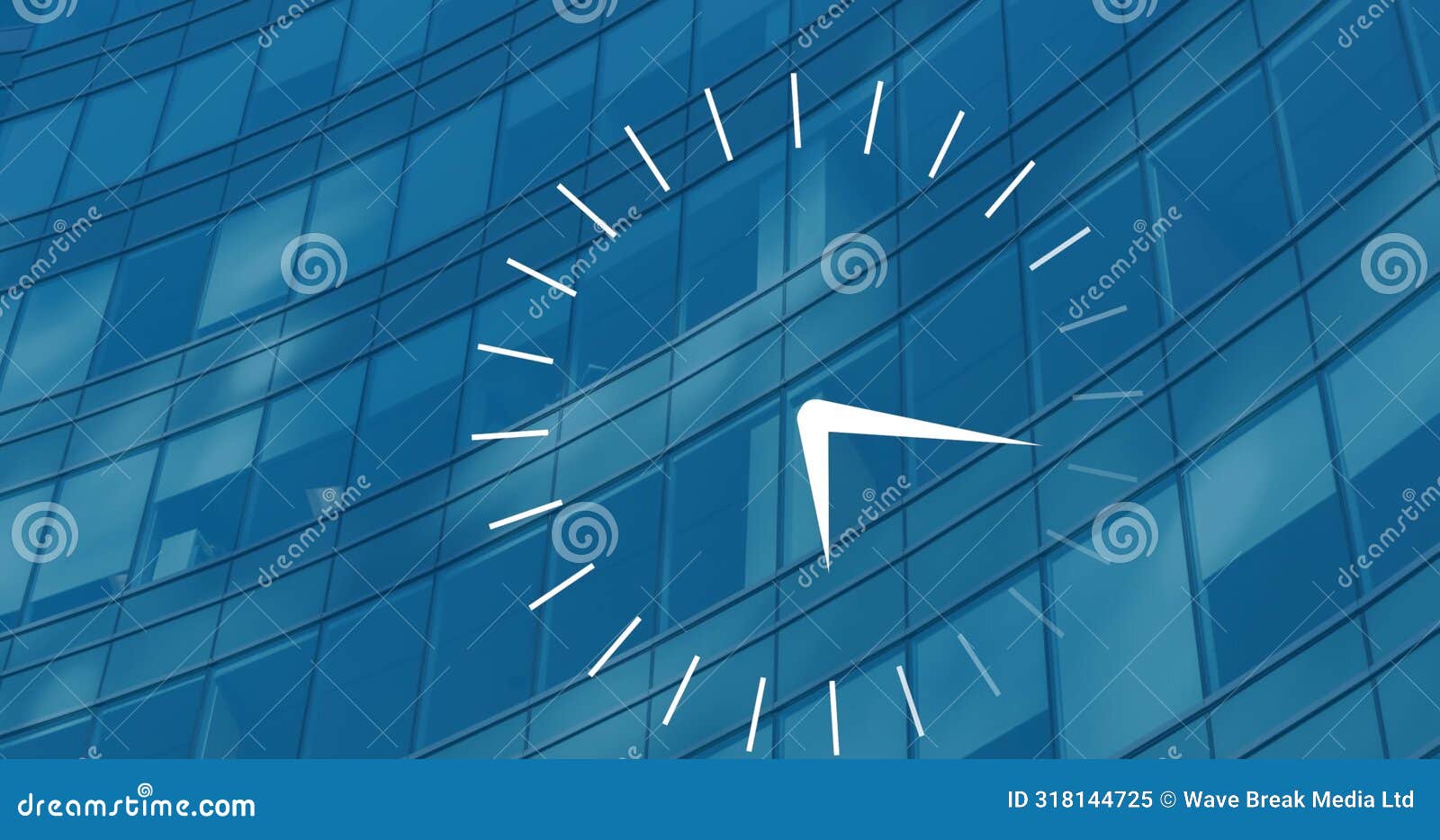 image of ticking clock icon against view of tall building
