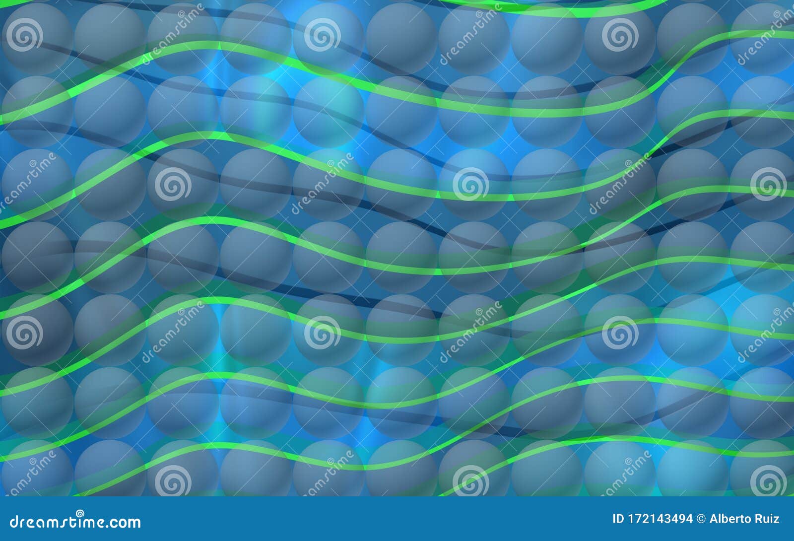 8 image of transparent balls in soft light environmet with curve lines