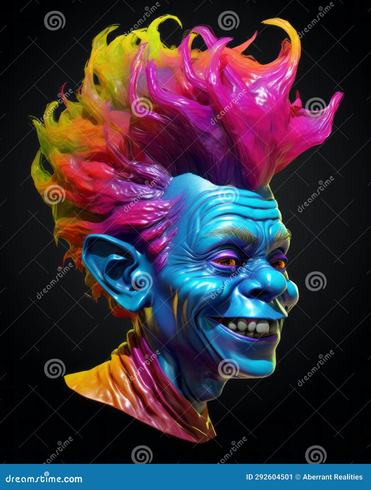 An Image of a Troll with Colorful Hair Stock Illustration - Illustration of colorful, hair ...