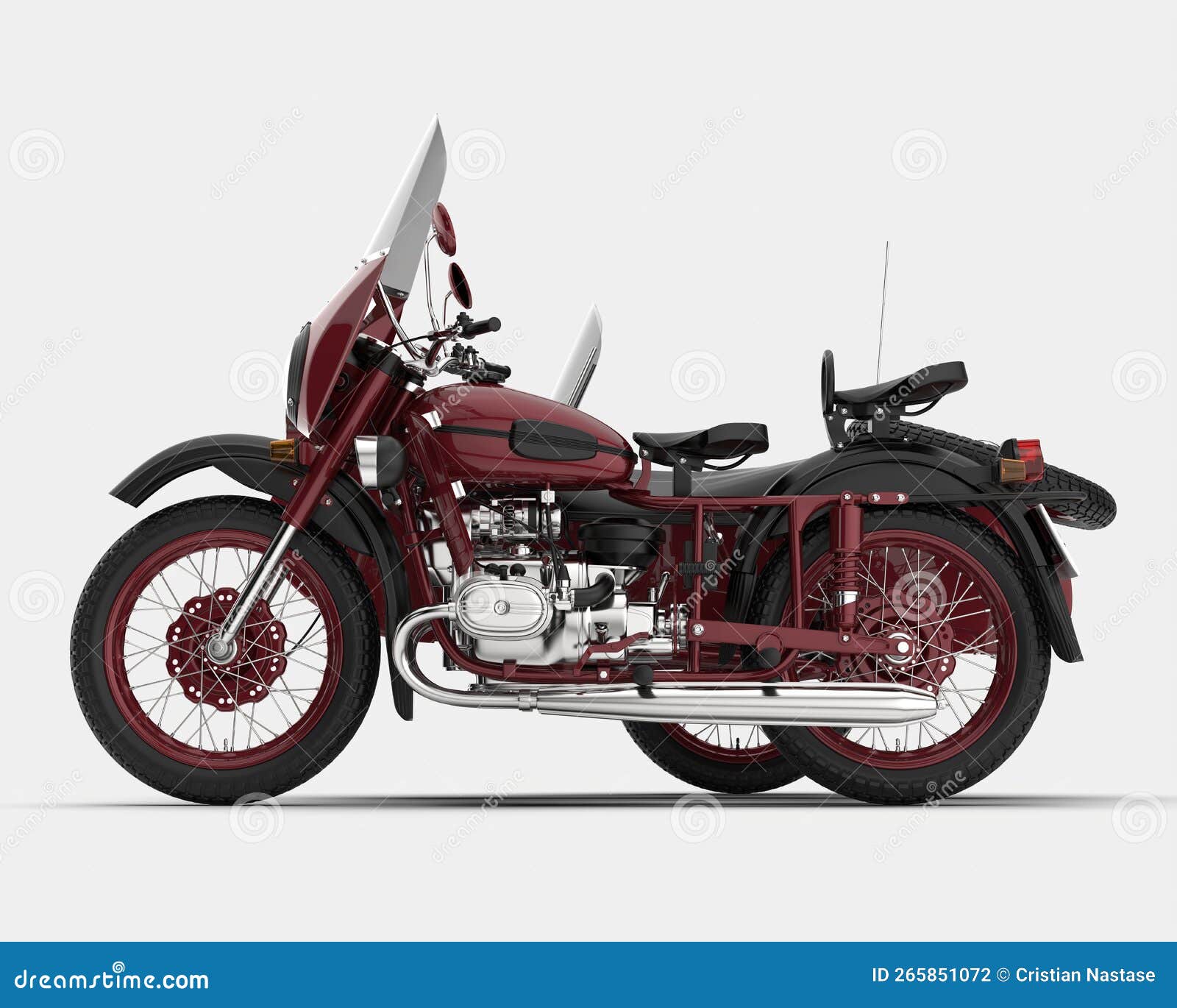 motorcycle with sidecar  on background. 3d rendering - 