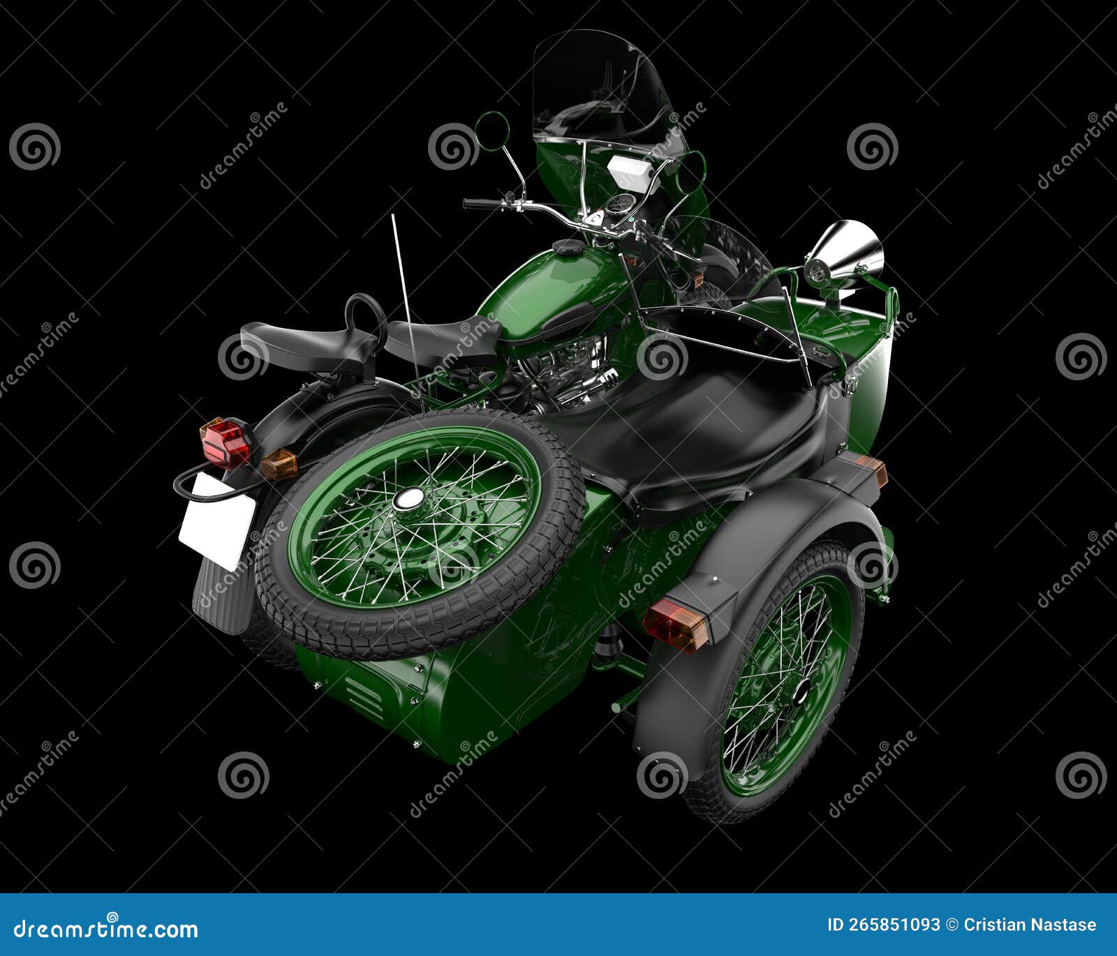 motorcycle with sidecar  on background. 3d rendering - 