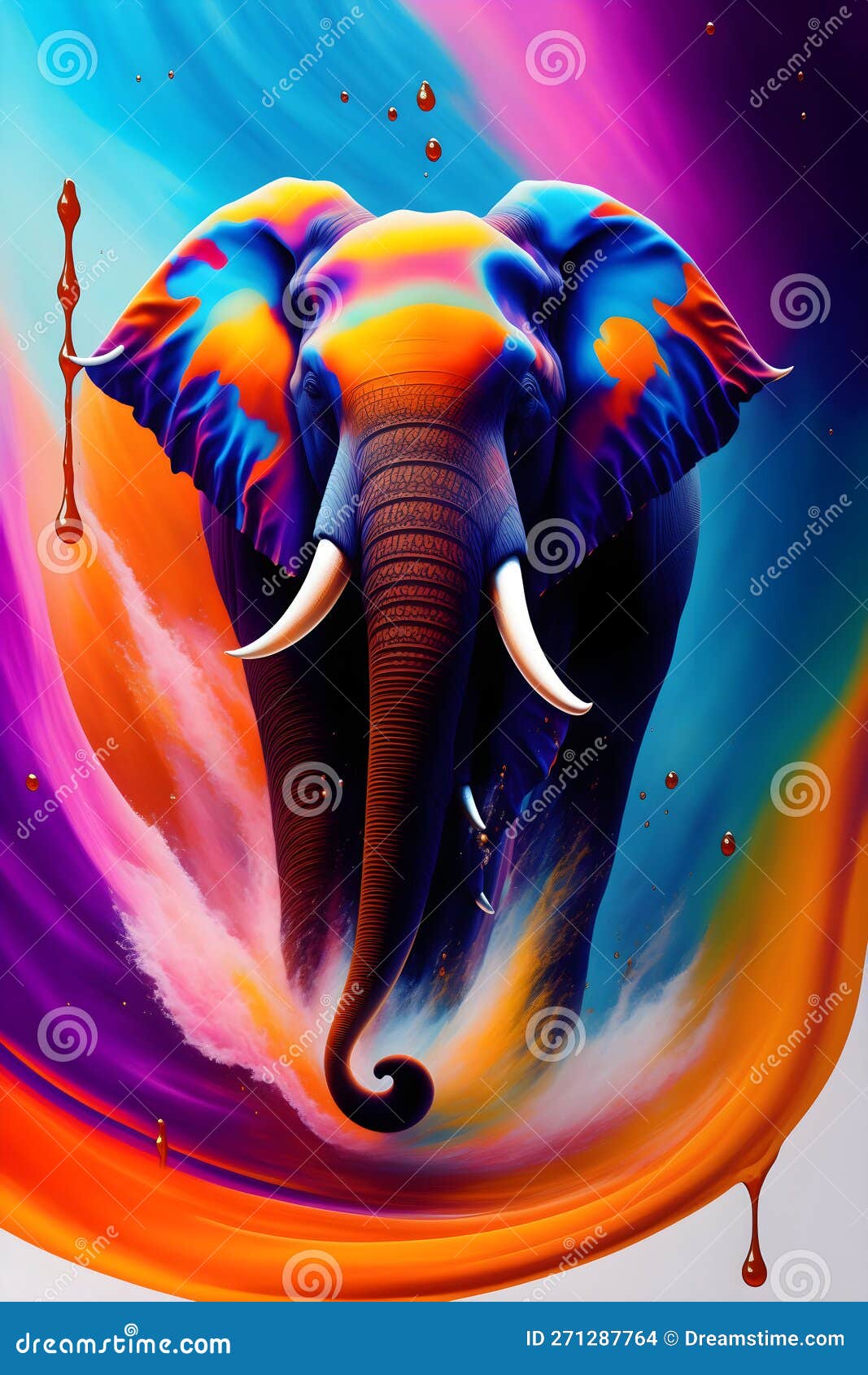 image of varieties animals in colorful oil painting, heavy strokes, and paint dripping splash arts.