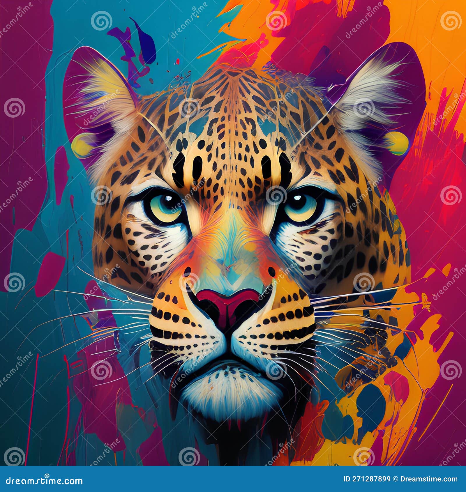 image of varieties animals in colorful oil painting, heavy strokes, and paint dripping splash arts.