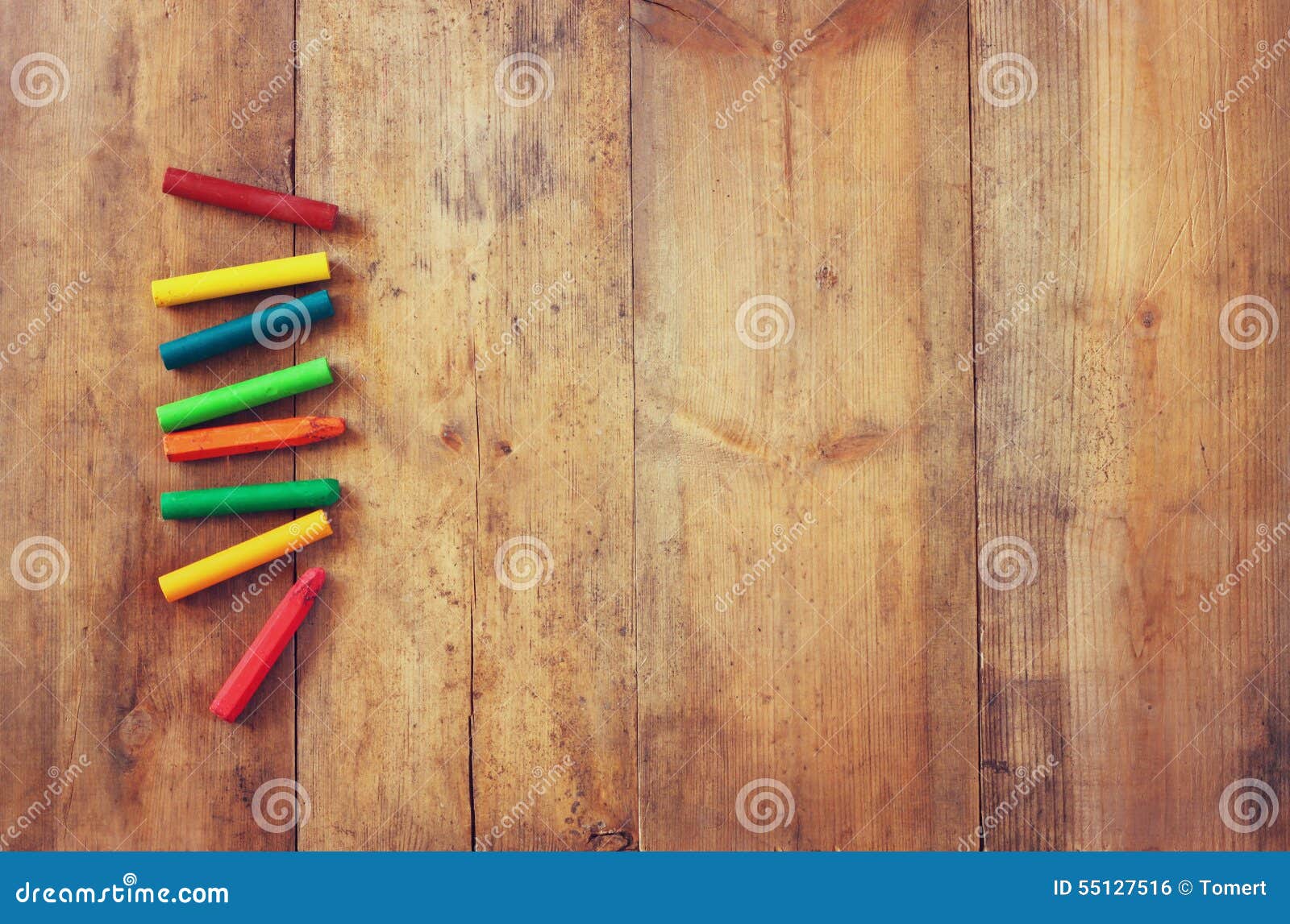 Image of Various Colorful Crayons on Wooden Table Stock Photo Image