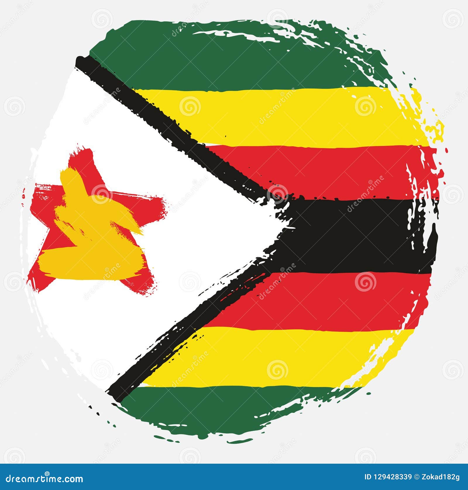 Download Zimbabwe Circle Flag Vector Hand Painted With Rounded ...