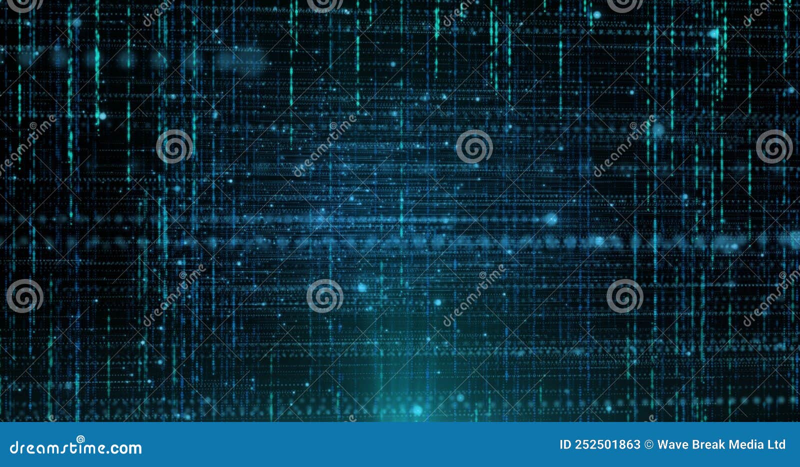 image of vertical lines over horizontal lines of glowing blue particles on black background