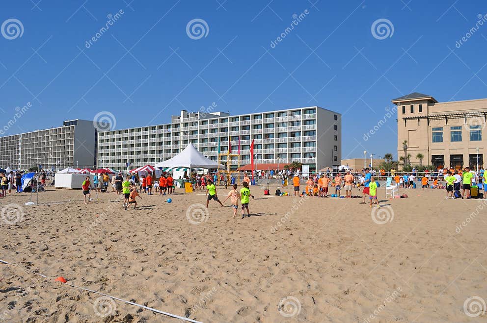 Virginia Beach Sand Soccer editorial stock photo. Image of amusement