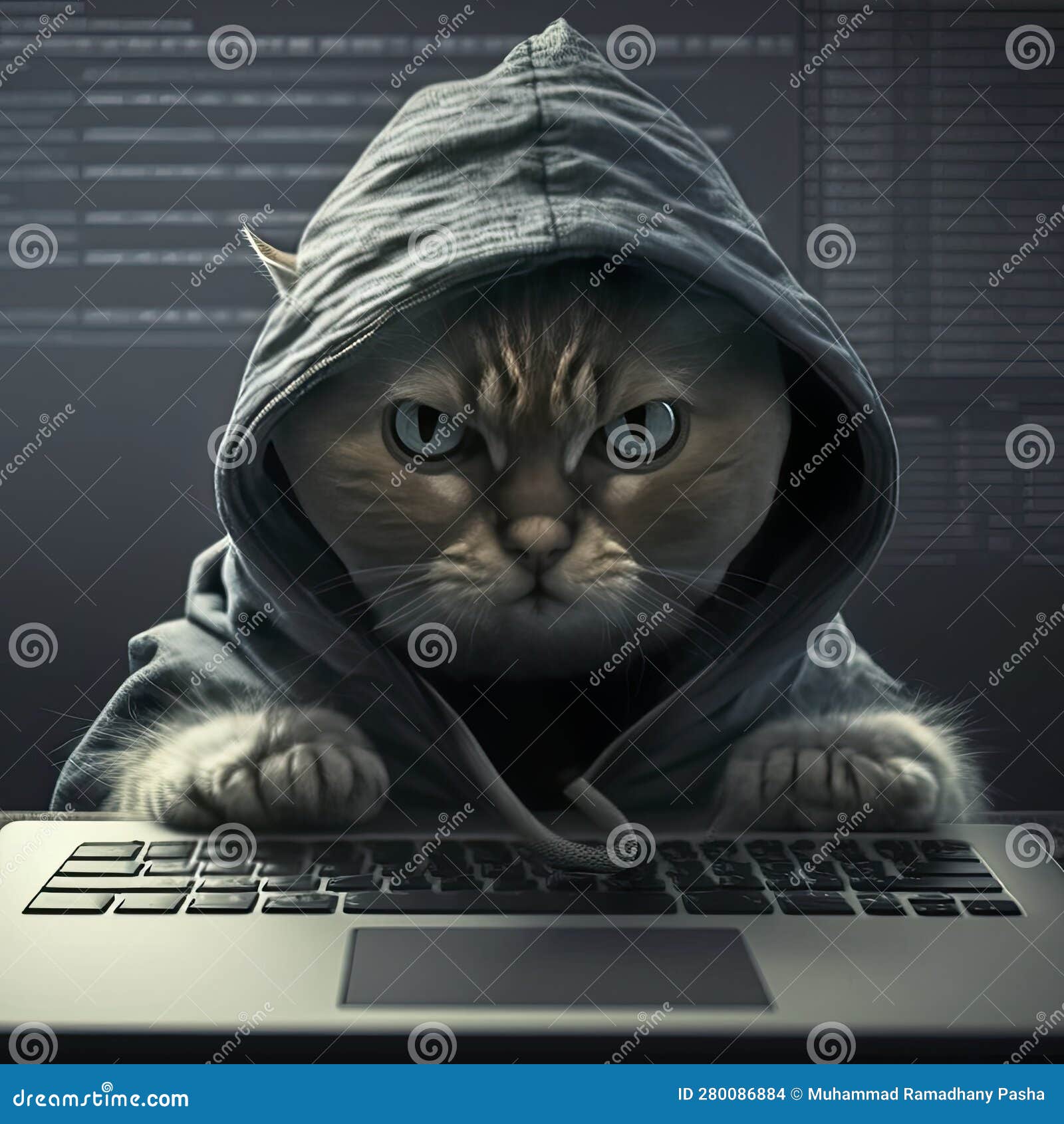 Funny Cat Dressed As a Hackers, Hackers Cat, Smart Cat, Genius Cat