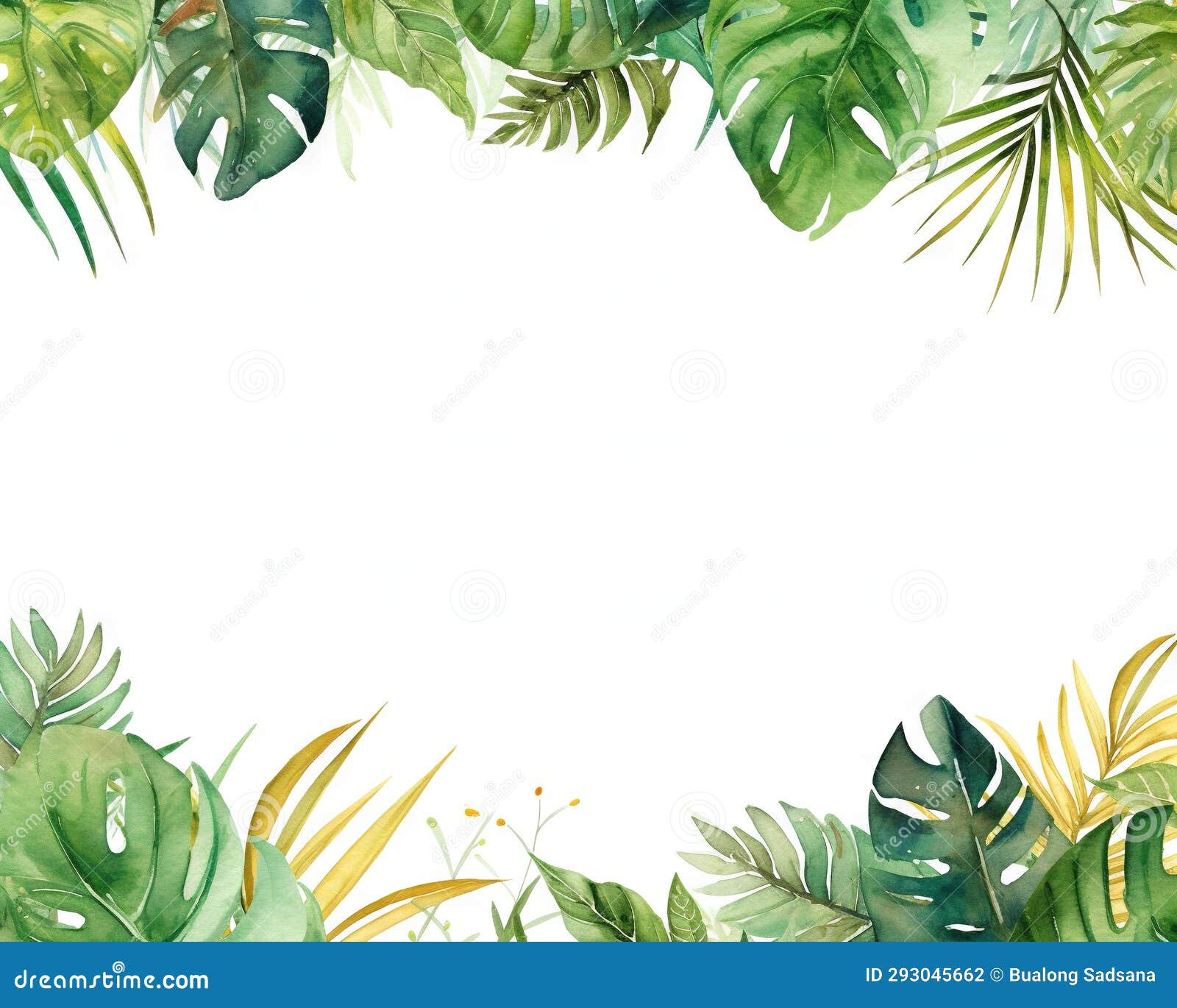frame border with green leavestropical.