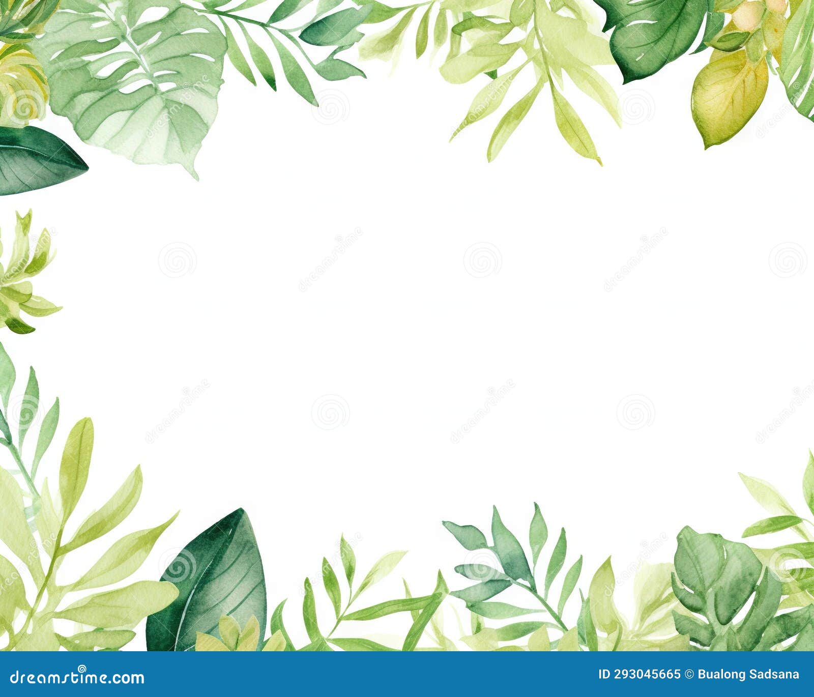 frame border with green leavestropical.