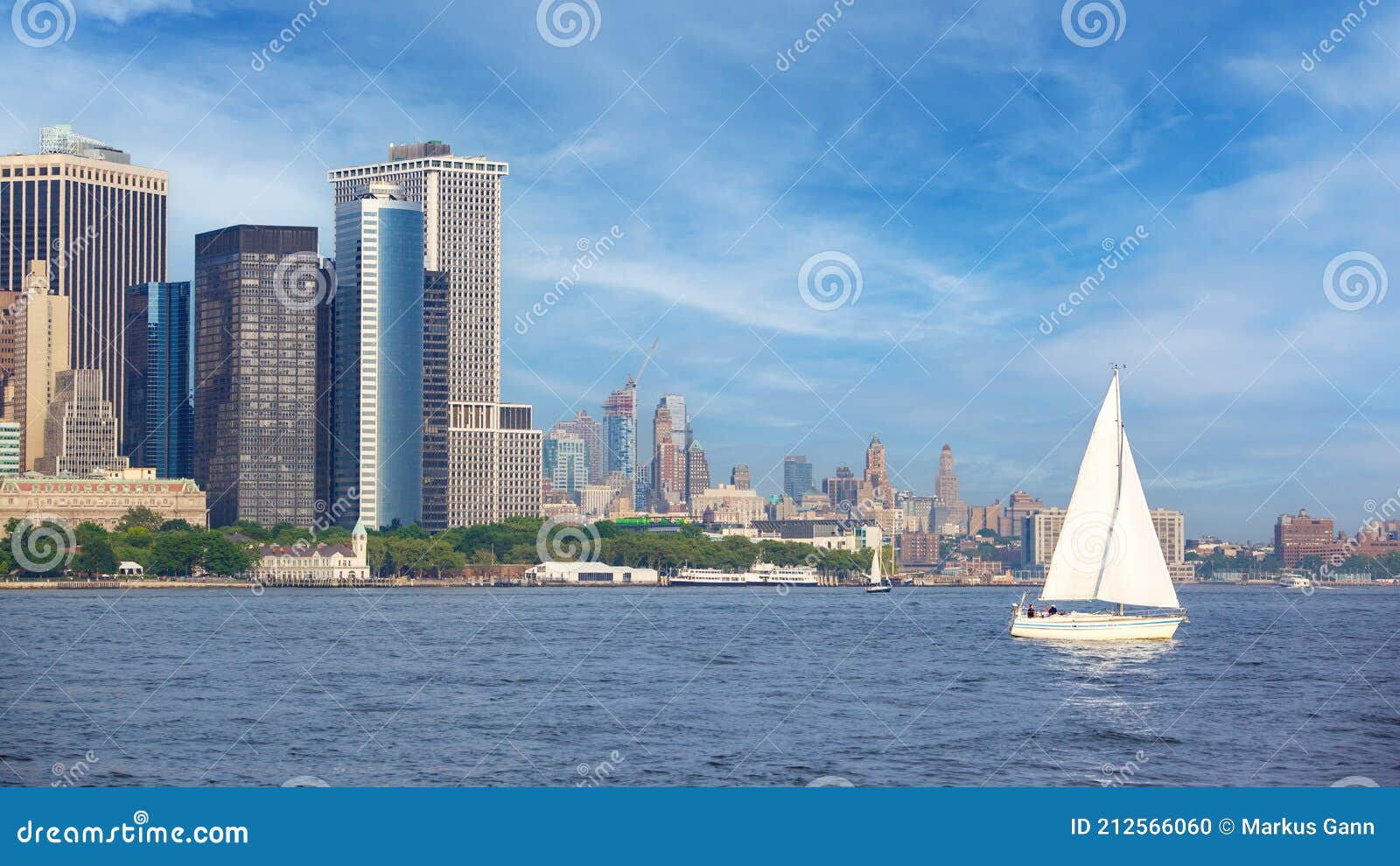 White Sailing Boat at Manhattan New York Editorial Image Image of