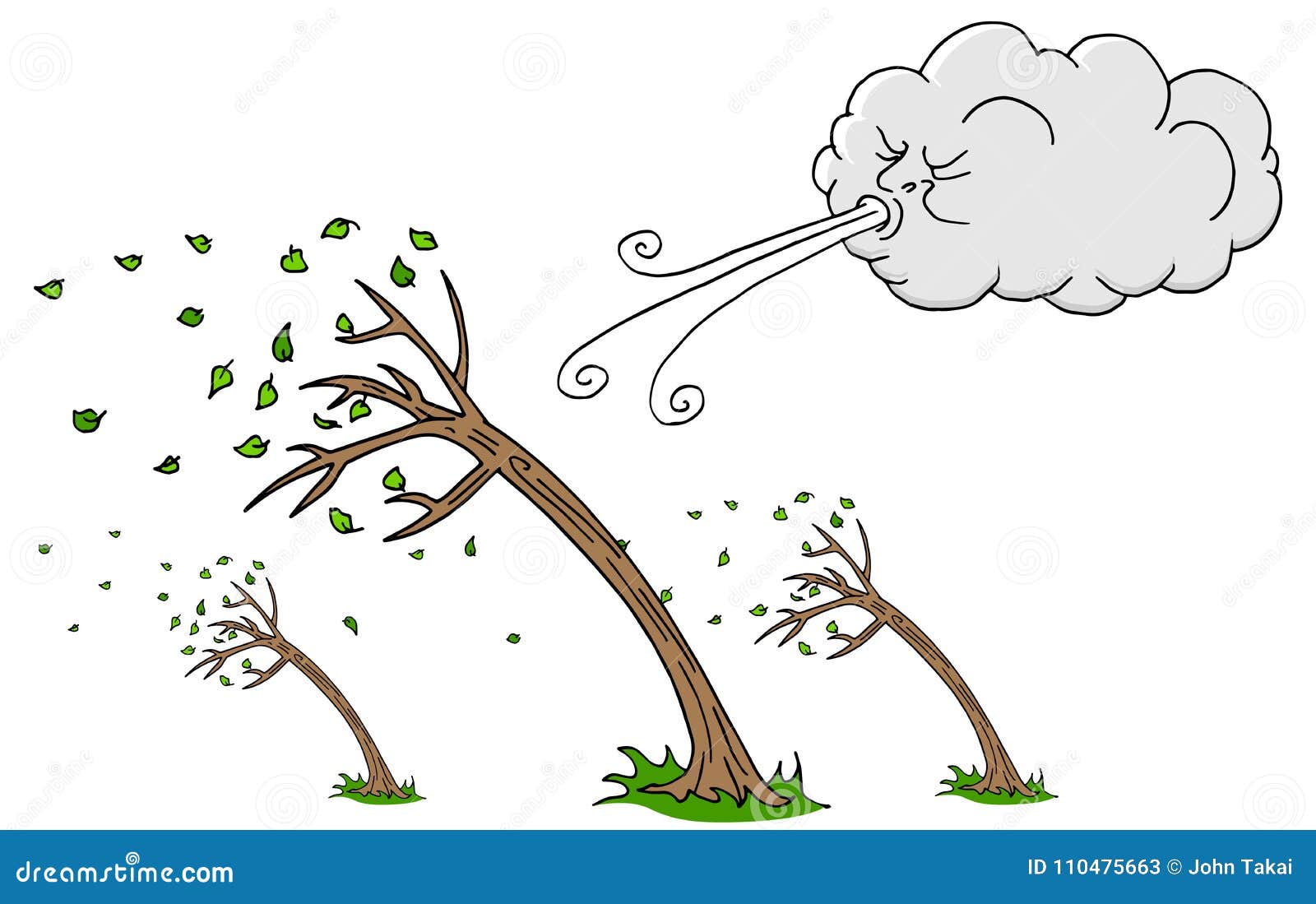 Windy Day Trees and Cloud Blowing Wind Stock Vector - Illustration of  cloud, gusts: 110475663
