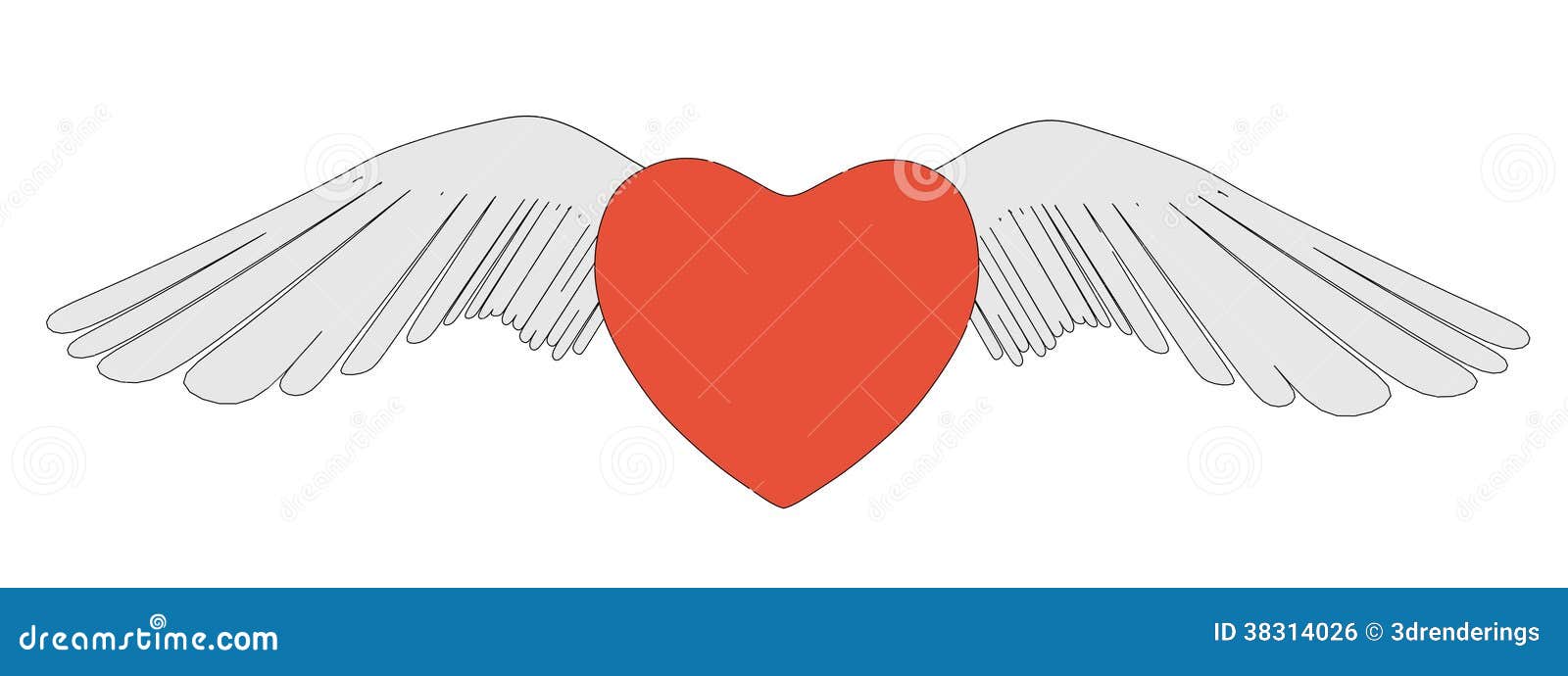Image of winged heart stock illustration. Illustration of wings 38314026