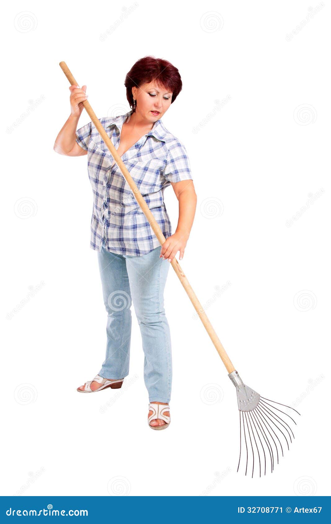 Image of Woman Farmer with Rakes in Hands Stock Image Image of nose