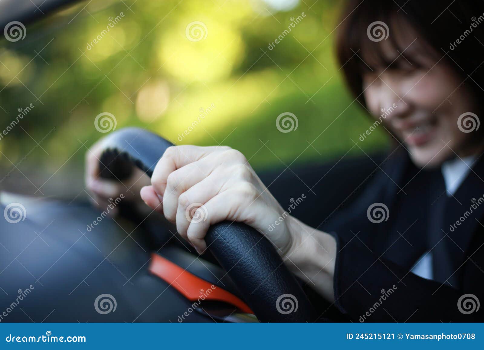 A Woman Who Steps on a Sudden Brake Stock Image Image of braking