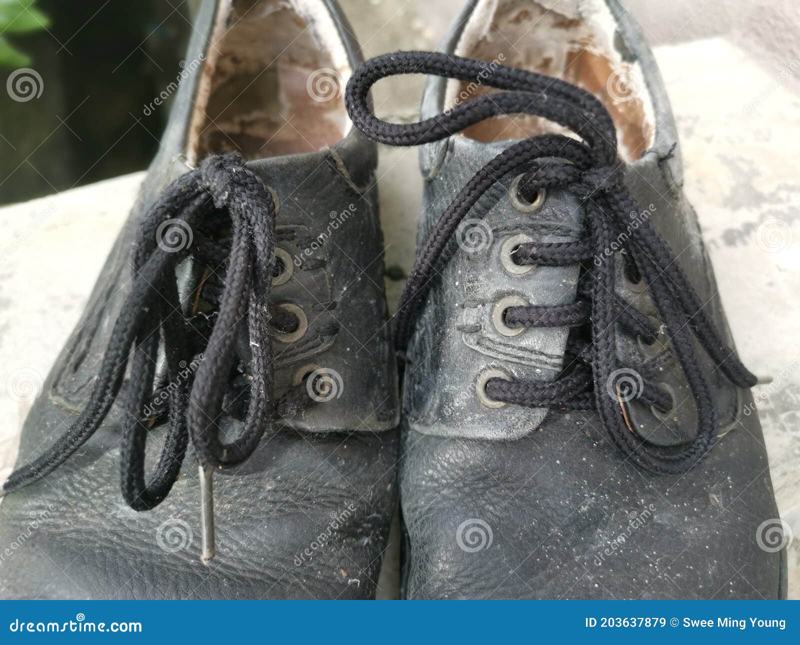 Worn Out Man`s Black Leather Shoe. Stock Image - Image of industry ...