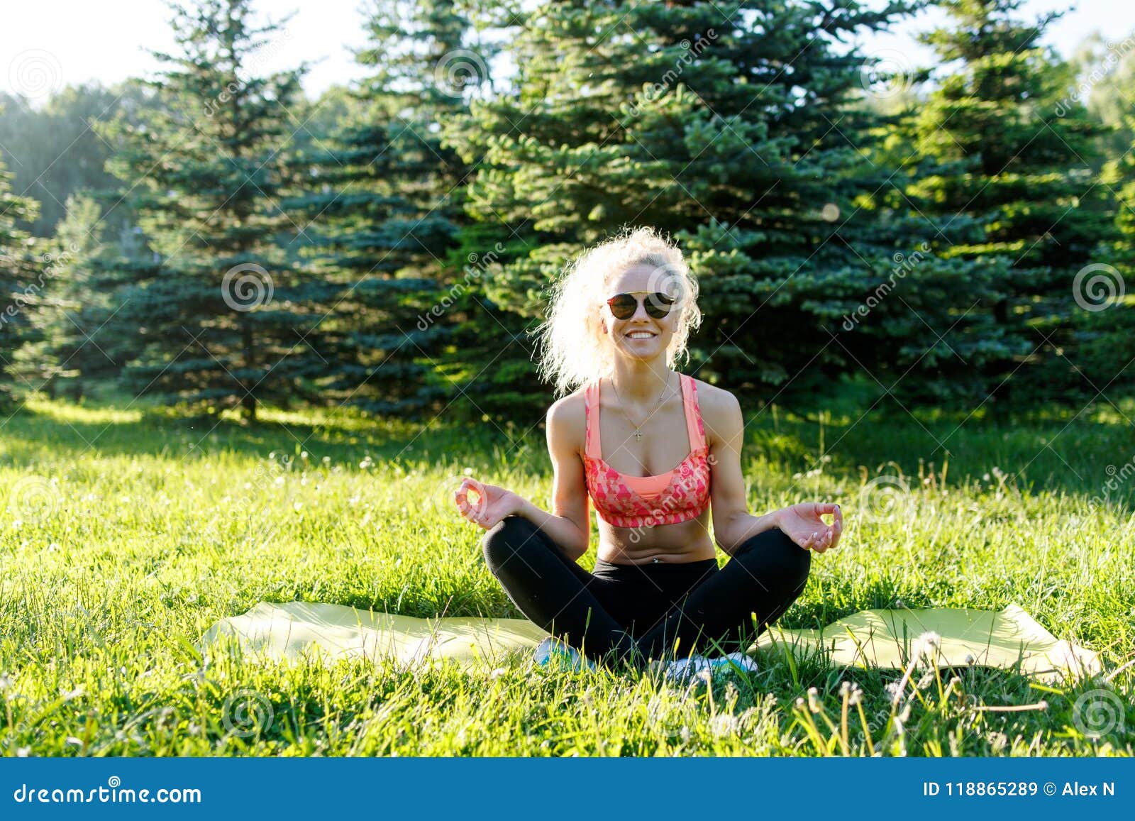 Image of Young Athlete Practicing Yoga on Rug Stock Image Image of
