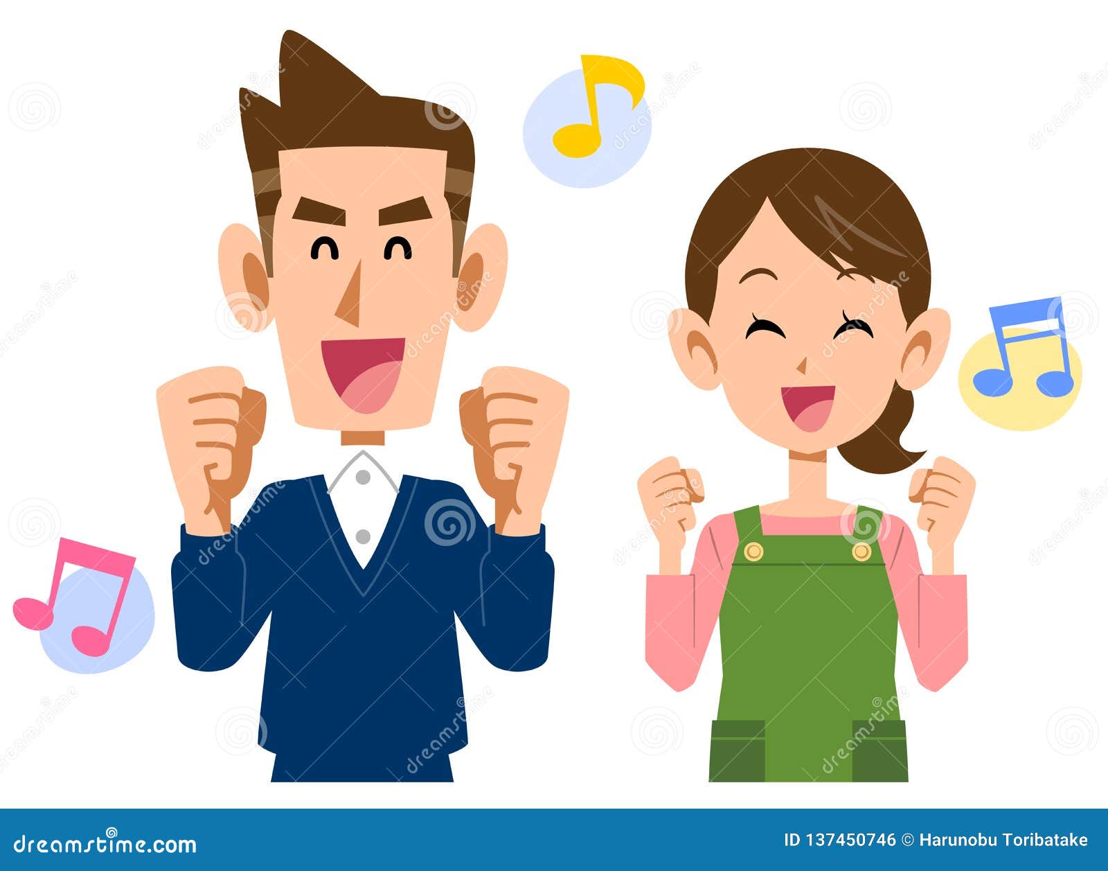 Young Married Couple With Pleasing Upper Body Notes Stock Vector
