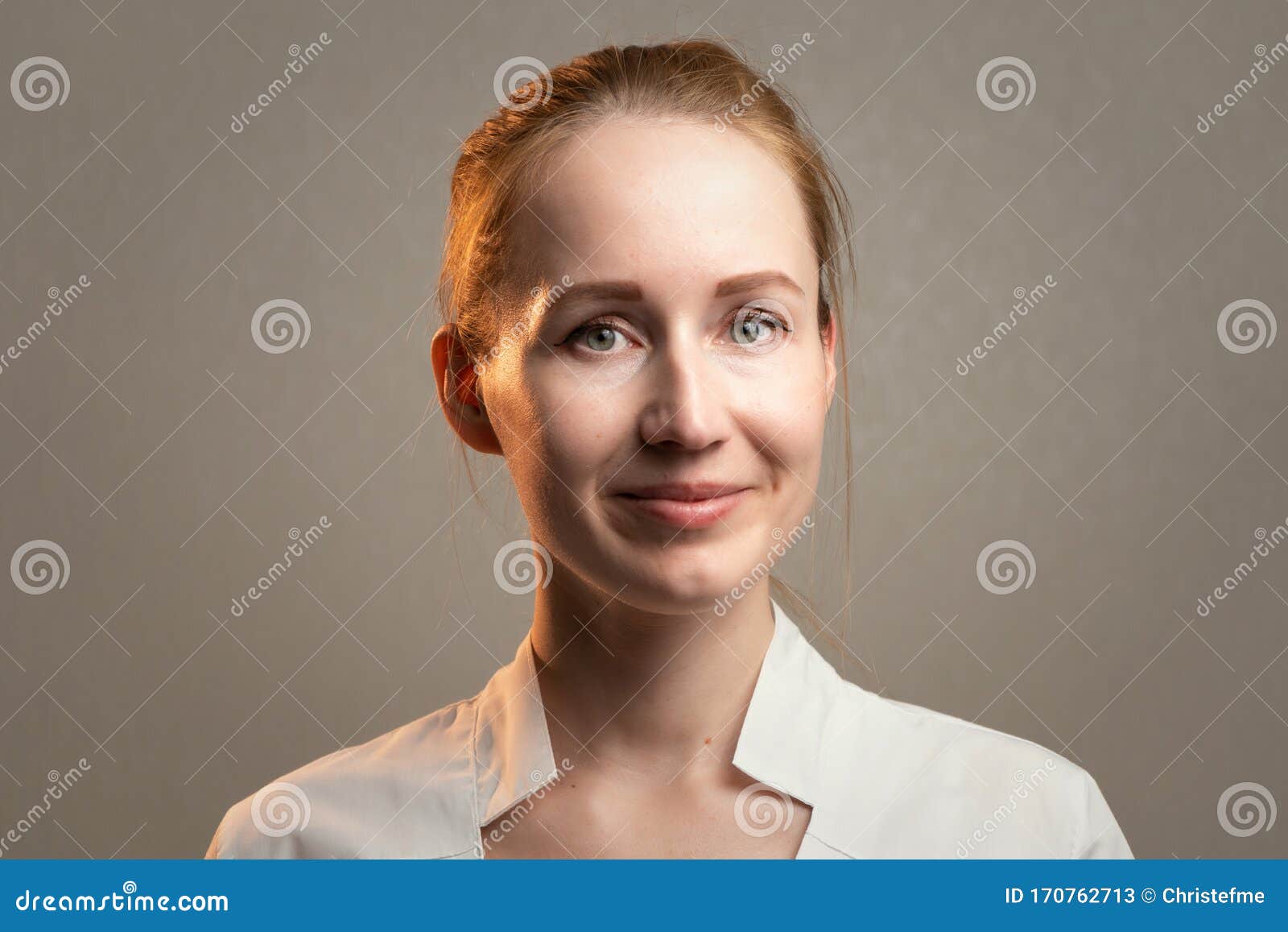 Image of the Young Smiling Friendly Ginger Woman Stock Image - Image of ...
