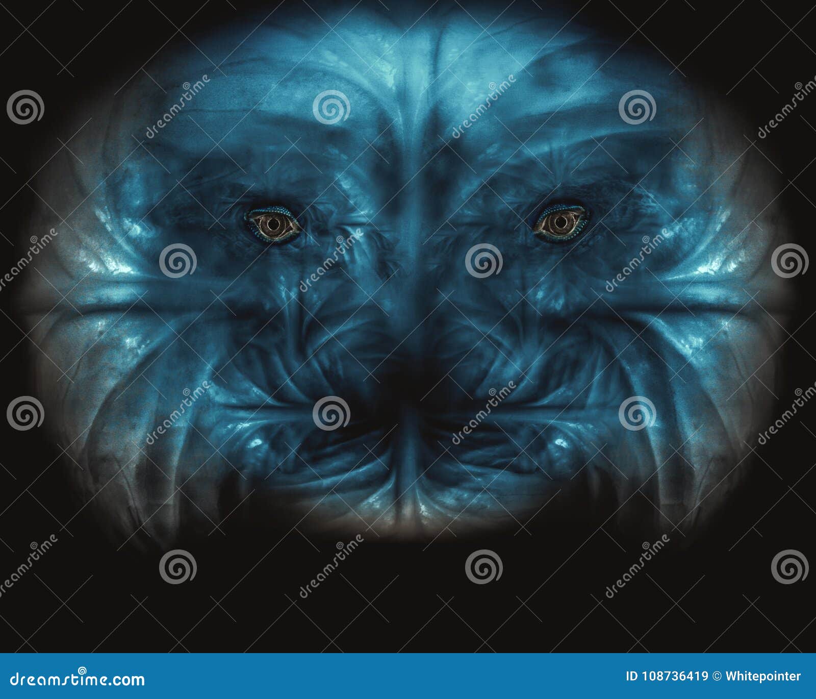 Cara Assustadora De Monstro Escuro Com Olhos Brilhantes Ilustração Stock -  Ilustração de monstro, noite: 166177319