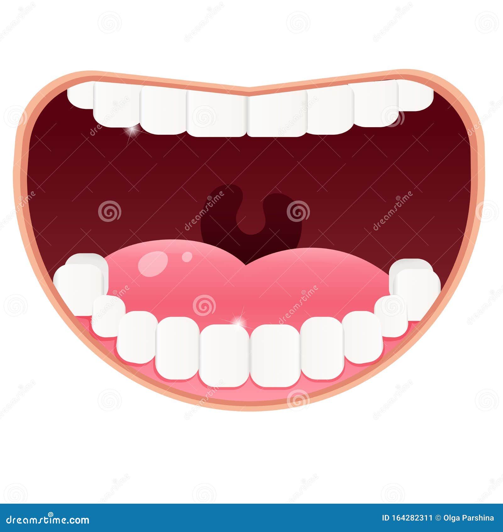 Desenhos Animados Mão Desenhada Boca Aberta E Dentes Brancos PNG