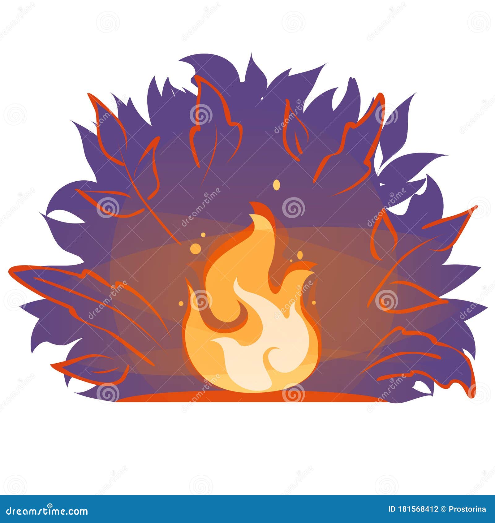 Desenho de chama de fogo isolado