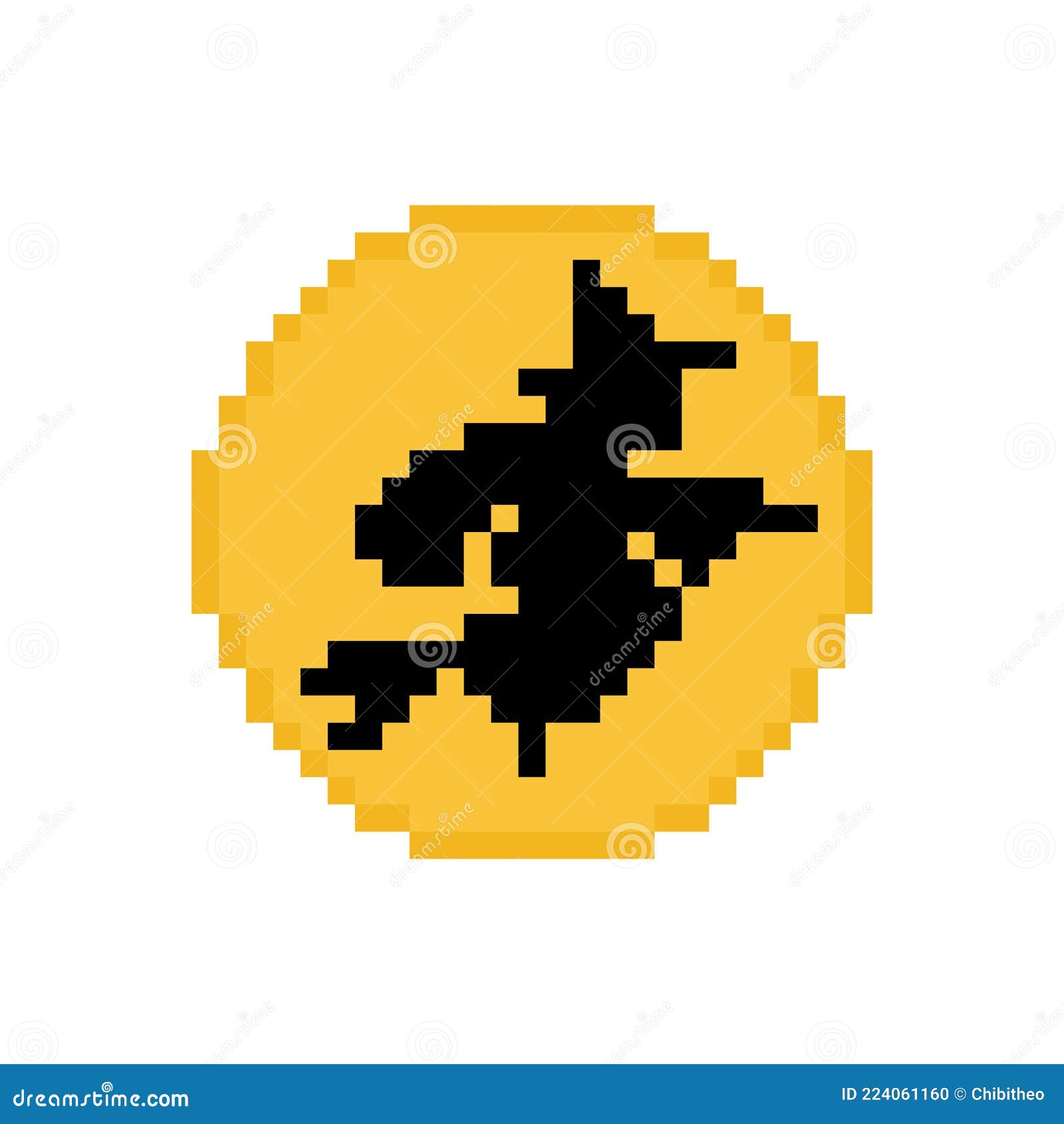 Ícone de animal de gato preto de pixel de 8 bits para ativos de jogo em  ilustrações vetoriais